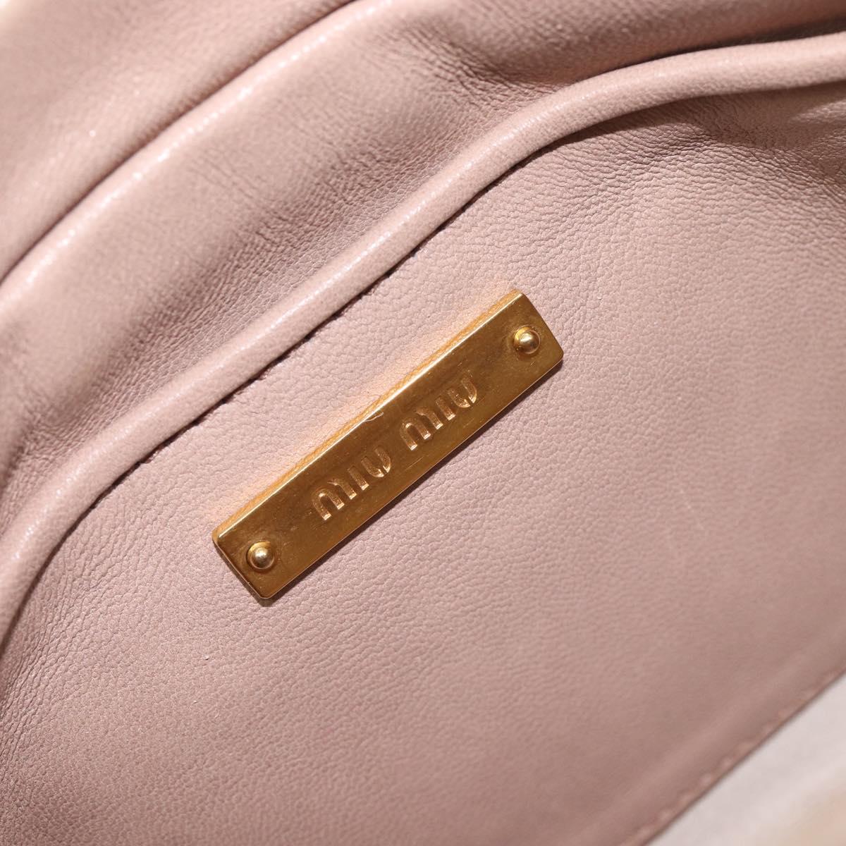 Miu Miu Matelasse Chain Shoulder Bag Leather Pink Gold RTC540 Auth am12975V