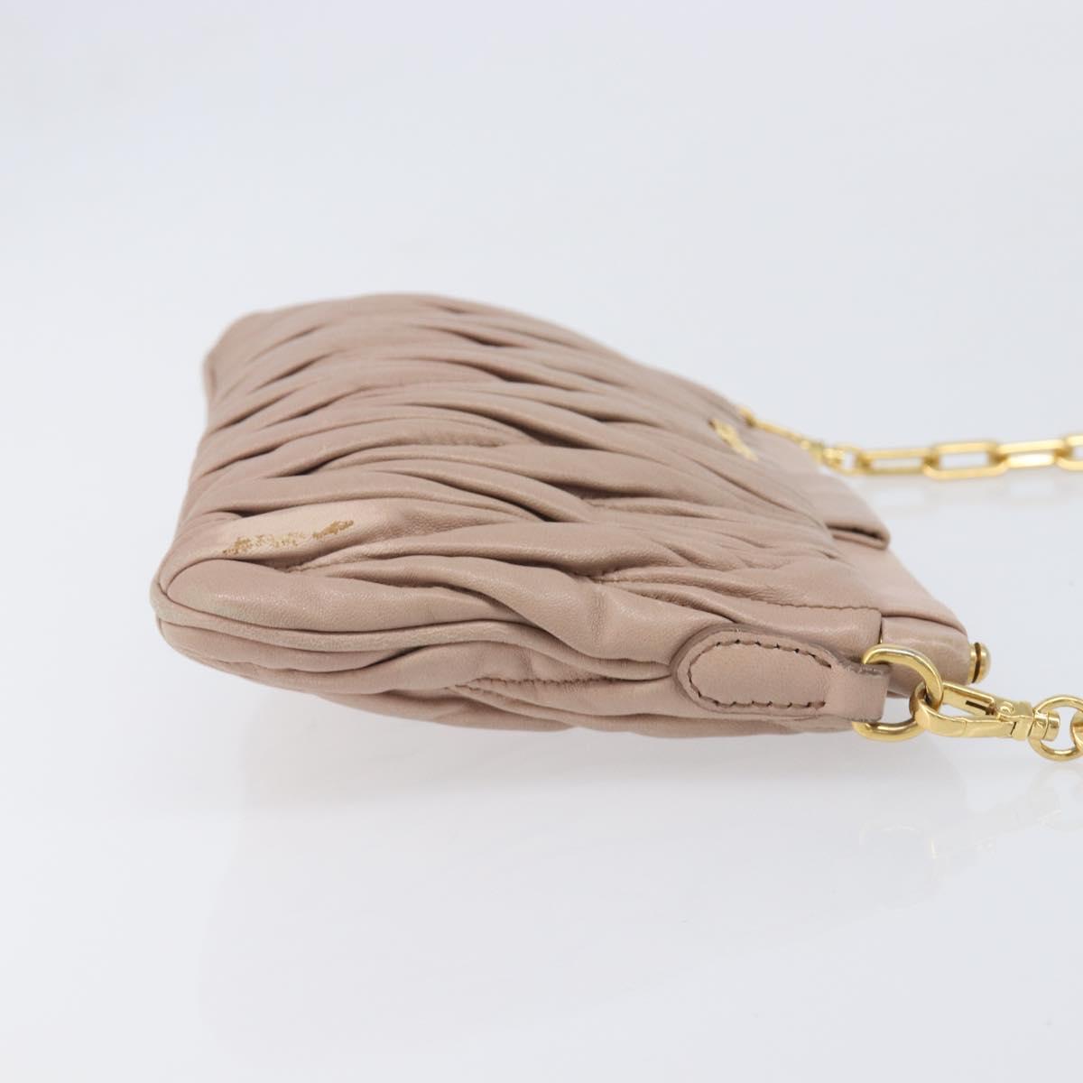 Miu Miu Matelasse Chain Shoulder Bag Leather Pink Gold RTC540 Auth am12975V