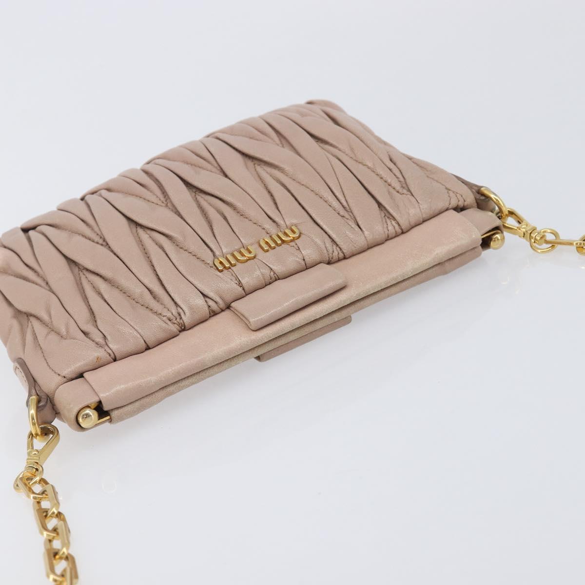 Miu Miu Matelasse Chain Shoulder Bag Leather Pink Gold RTC540 Auth am12975V