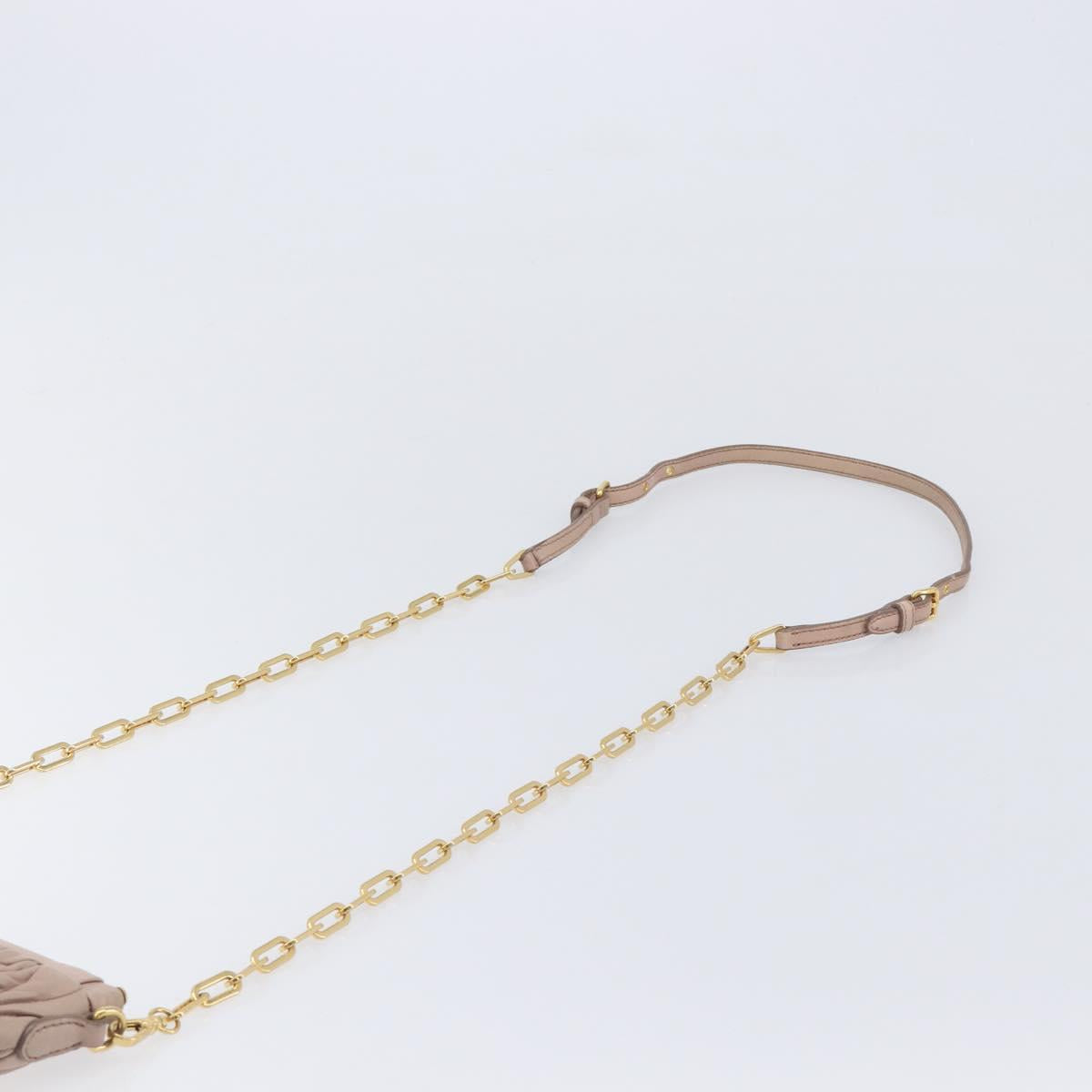 Miu Miu Matelasse Chain Shoulder Bag Leather Pink Gold RTC540 Auth am12975V