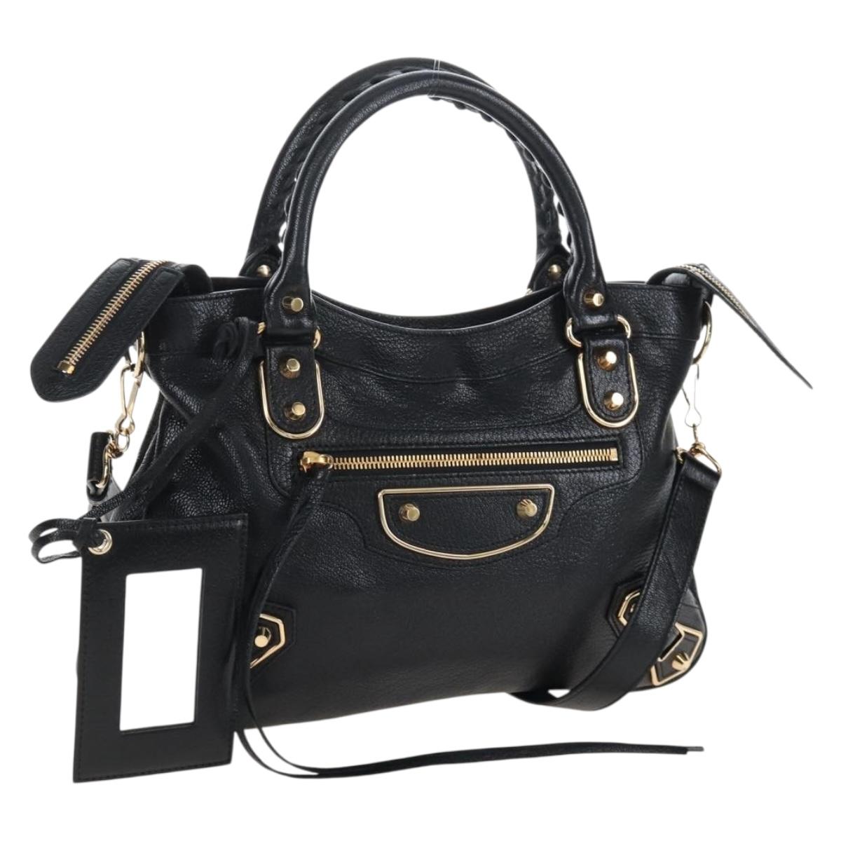 Balenciaga Classic Metallic Edge Town Leather 2way Black 390149 Auth am12980SAM