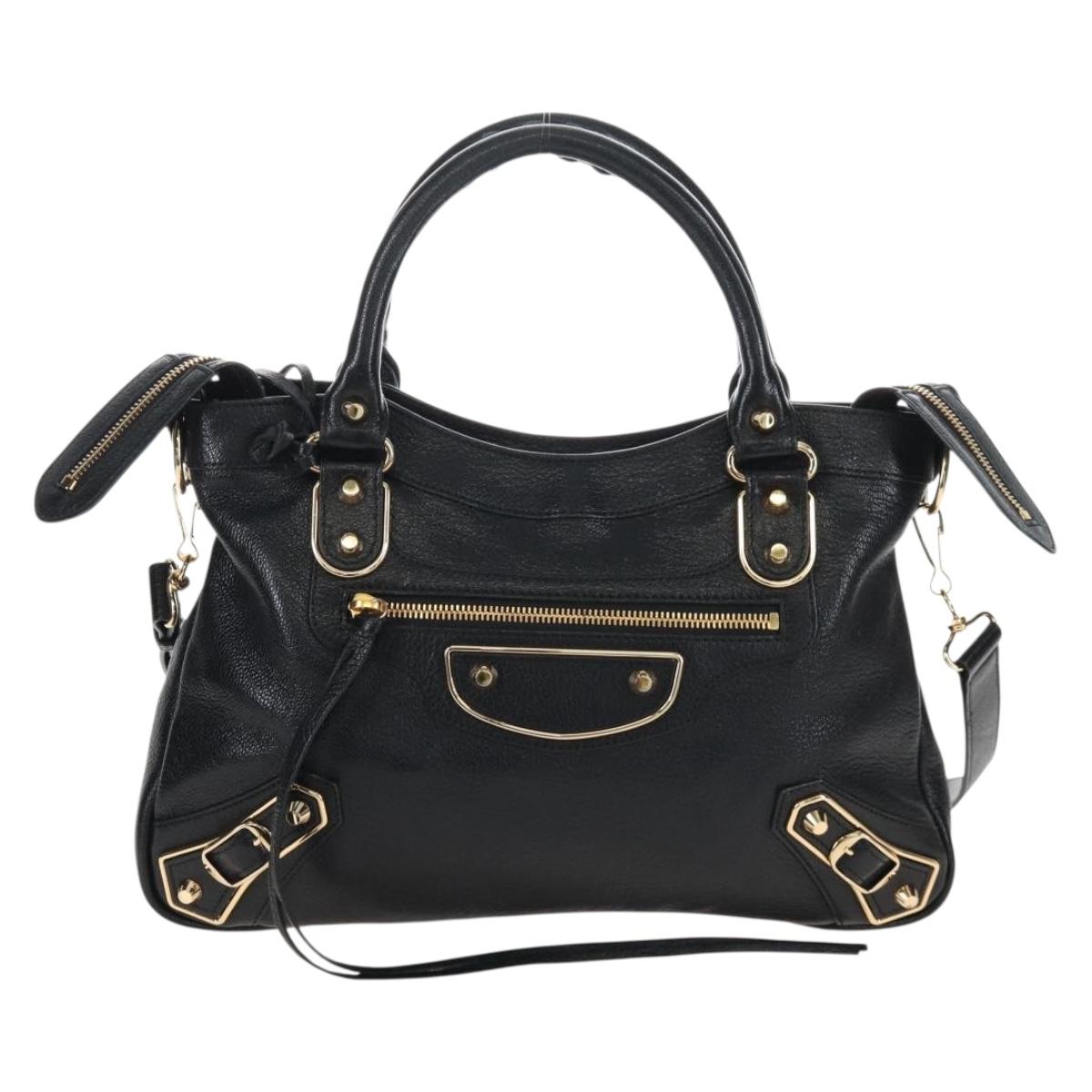 Balenciaga Classic Metallic Edge Town Leather 2way Black 390149 Auth am12980SAM