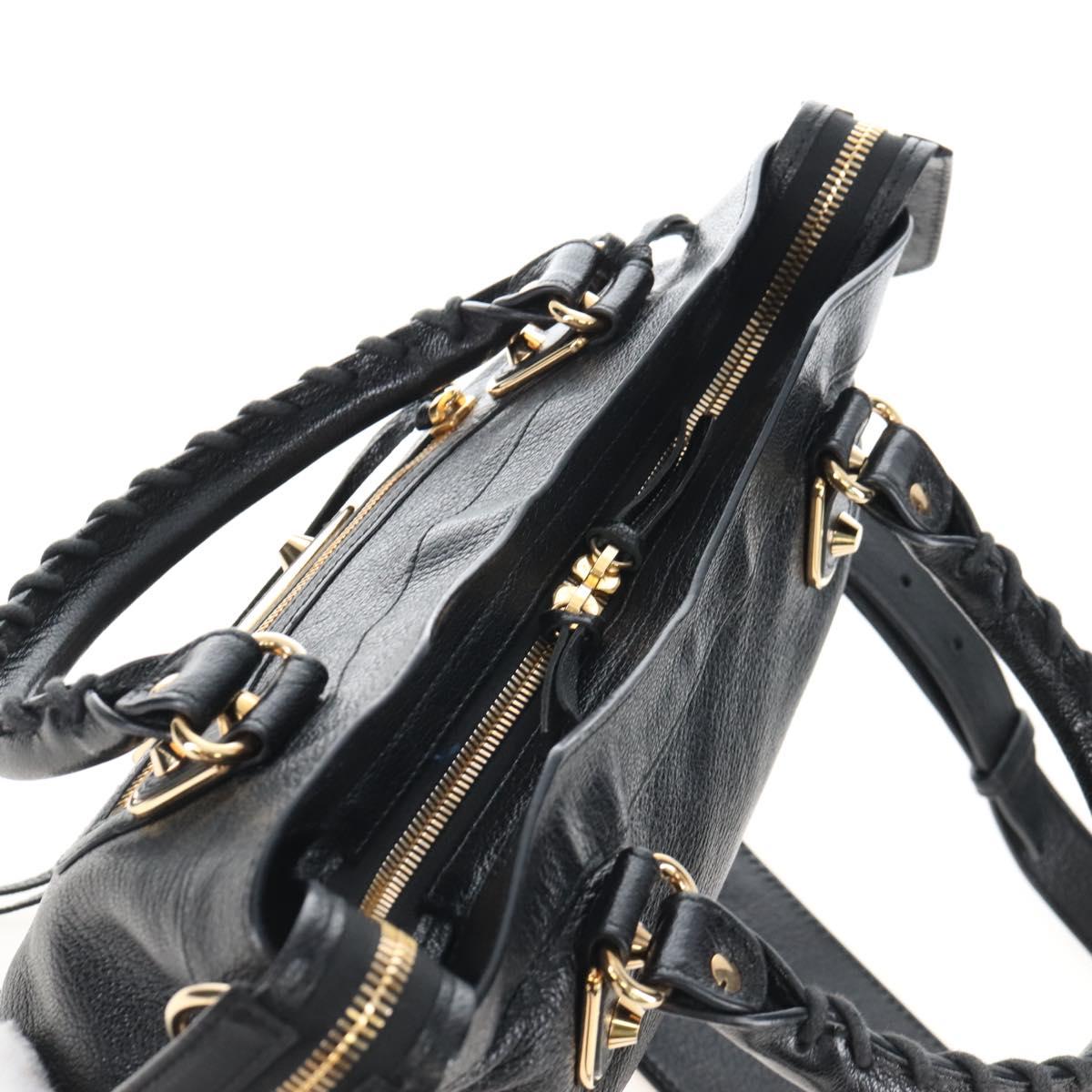 Balenciaga Classic Metallic Edge Town Leather 2way Black 390149 Auth am12980SAM