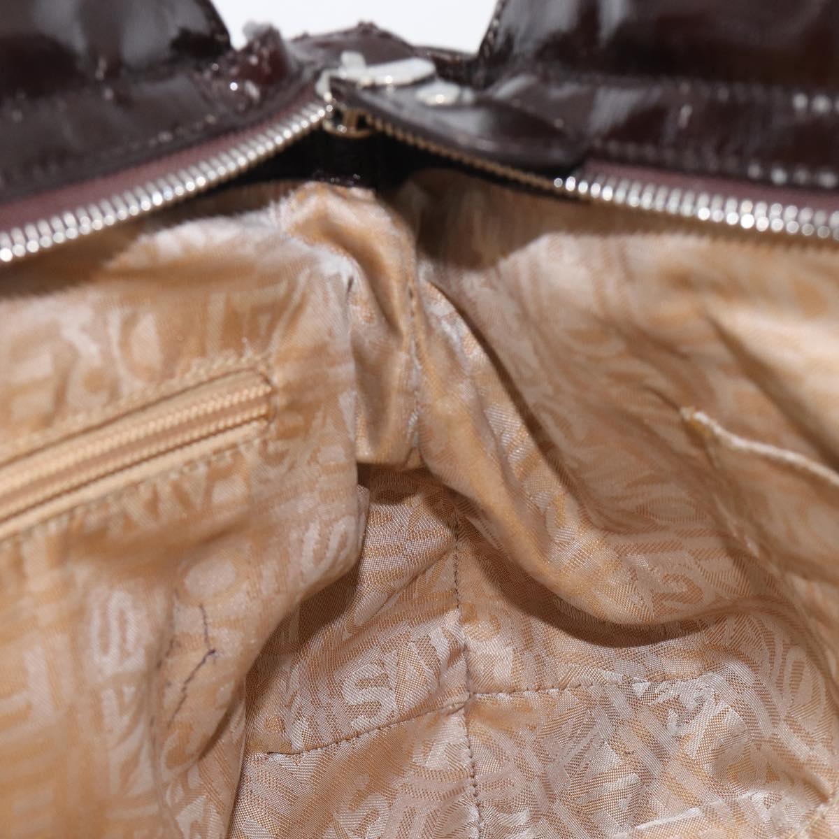 Salvatore Ferragamo Gancini Hand Bag Suede Brown Silver Auth am12981V