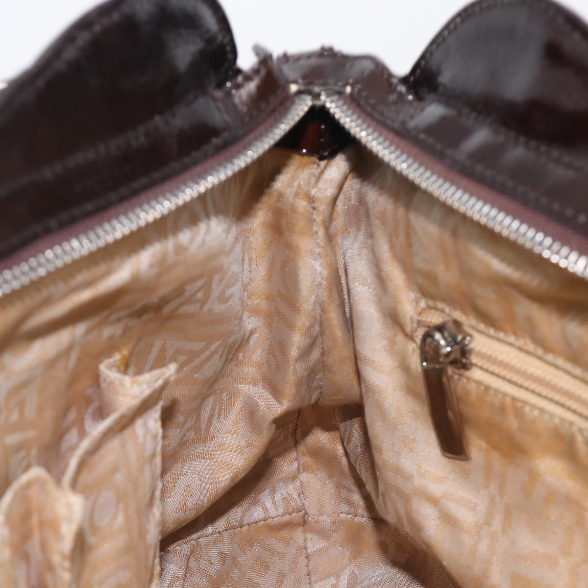 Salvatore Ferragamo Gancini Hand Bag Suede Brown Silver Auth am12981V