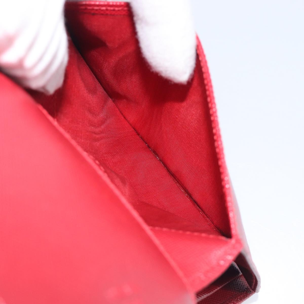 PRADA Bifold Wallet Saffiano leather Red Gold Auth am12983V