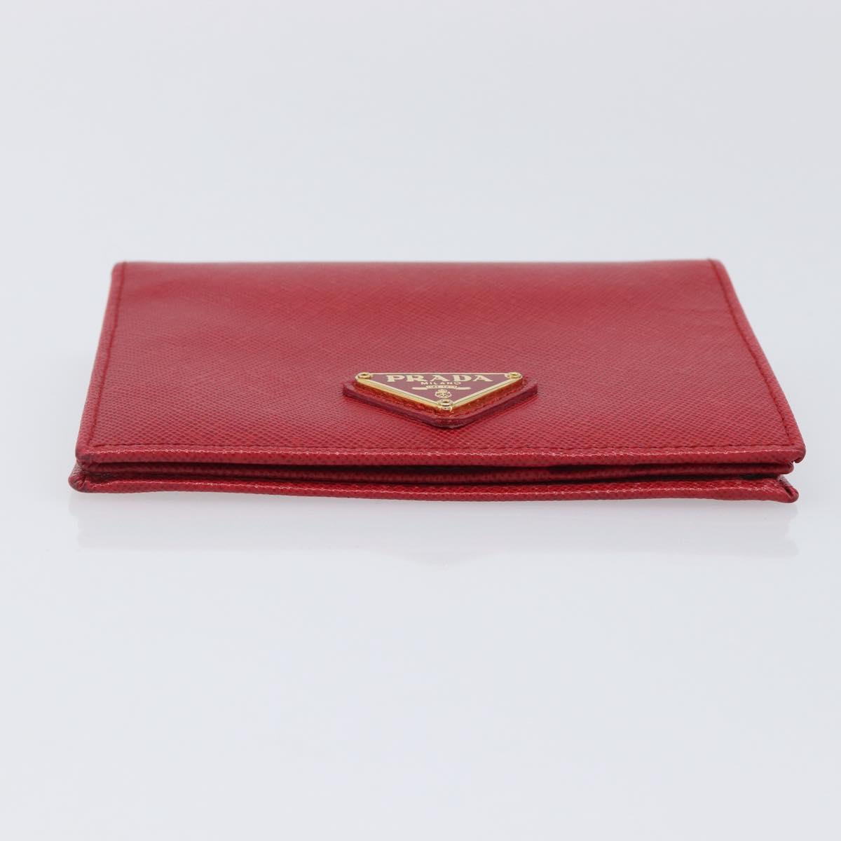 PRADA Bifold Wallet Saffiano leather Red Gold Auth am12983V