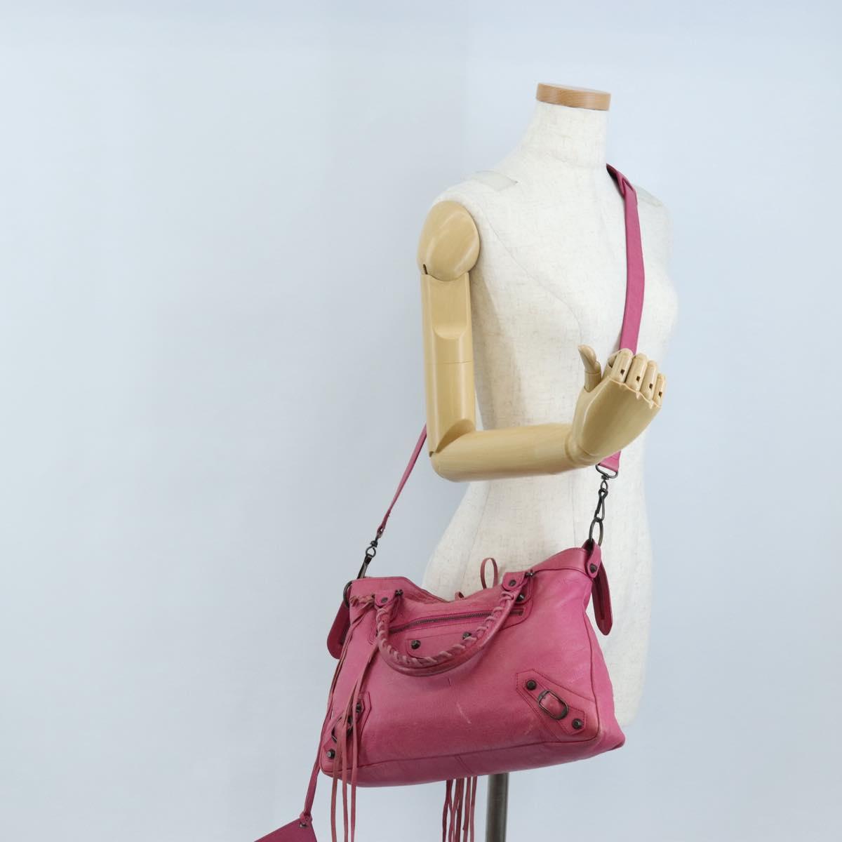 Balenciaga The Town Hand Bag Leather 2way Pink 240579 Auth am12986V