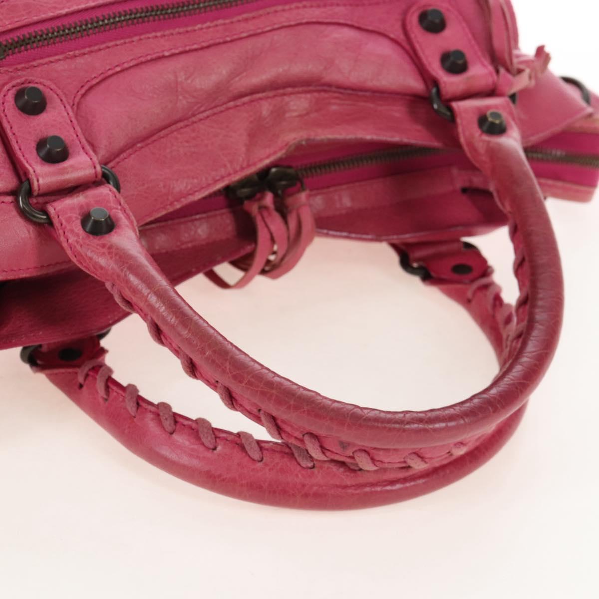 Balenciaga The Town Hand Bag Leather 2way Pink 240579 Auth am12986V