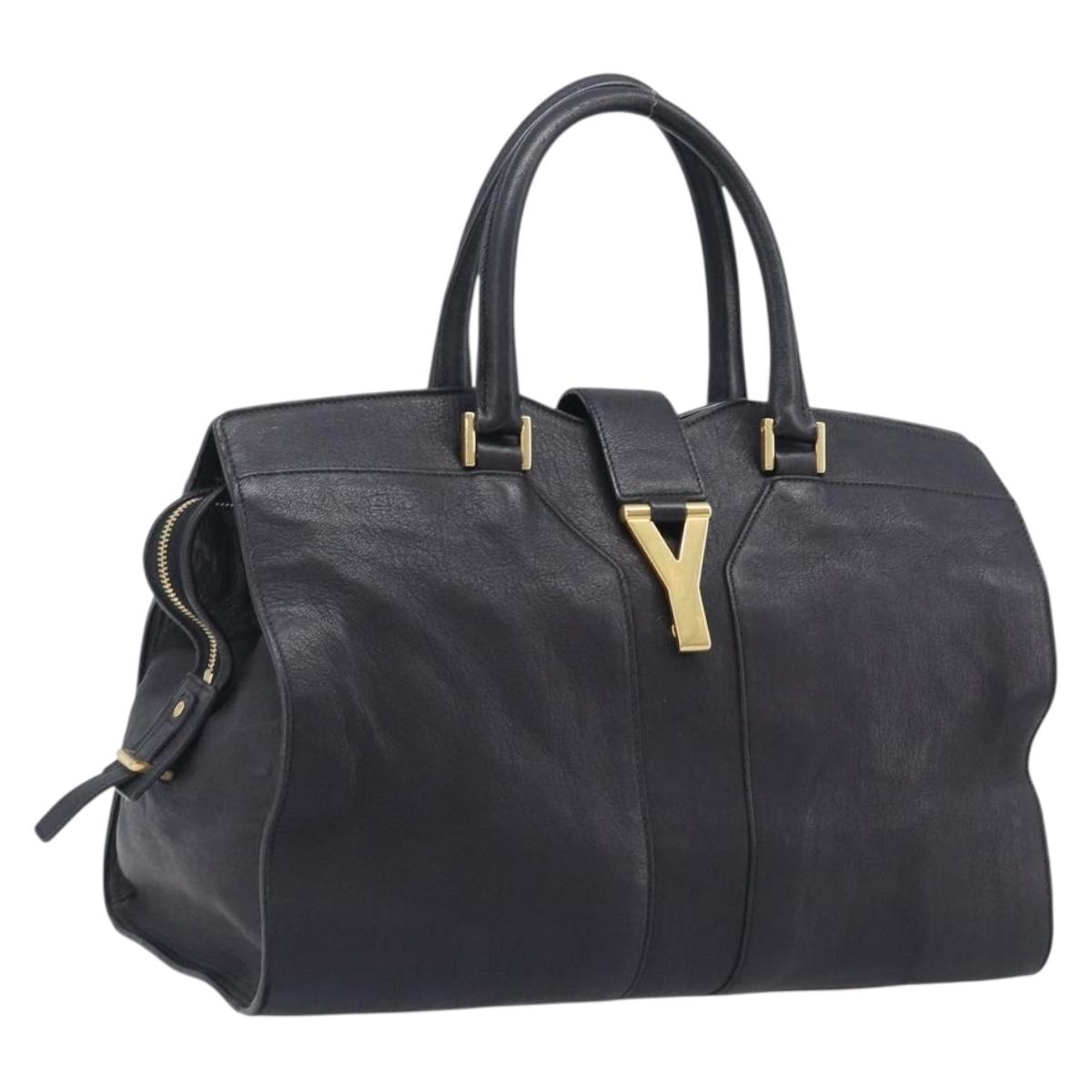 Saint Laurent Cabas Hand Bag Leather 2way Black Gold 311220 Auth am12987V