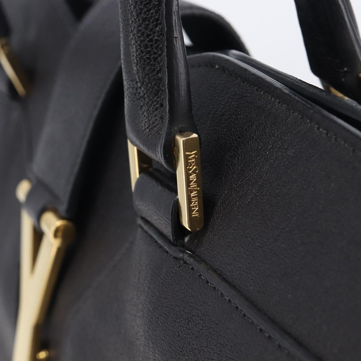Saint Laurent Cabas Hand Bag Leather 2way Black Gold 311220 Auth am12987V