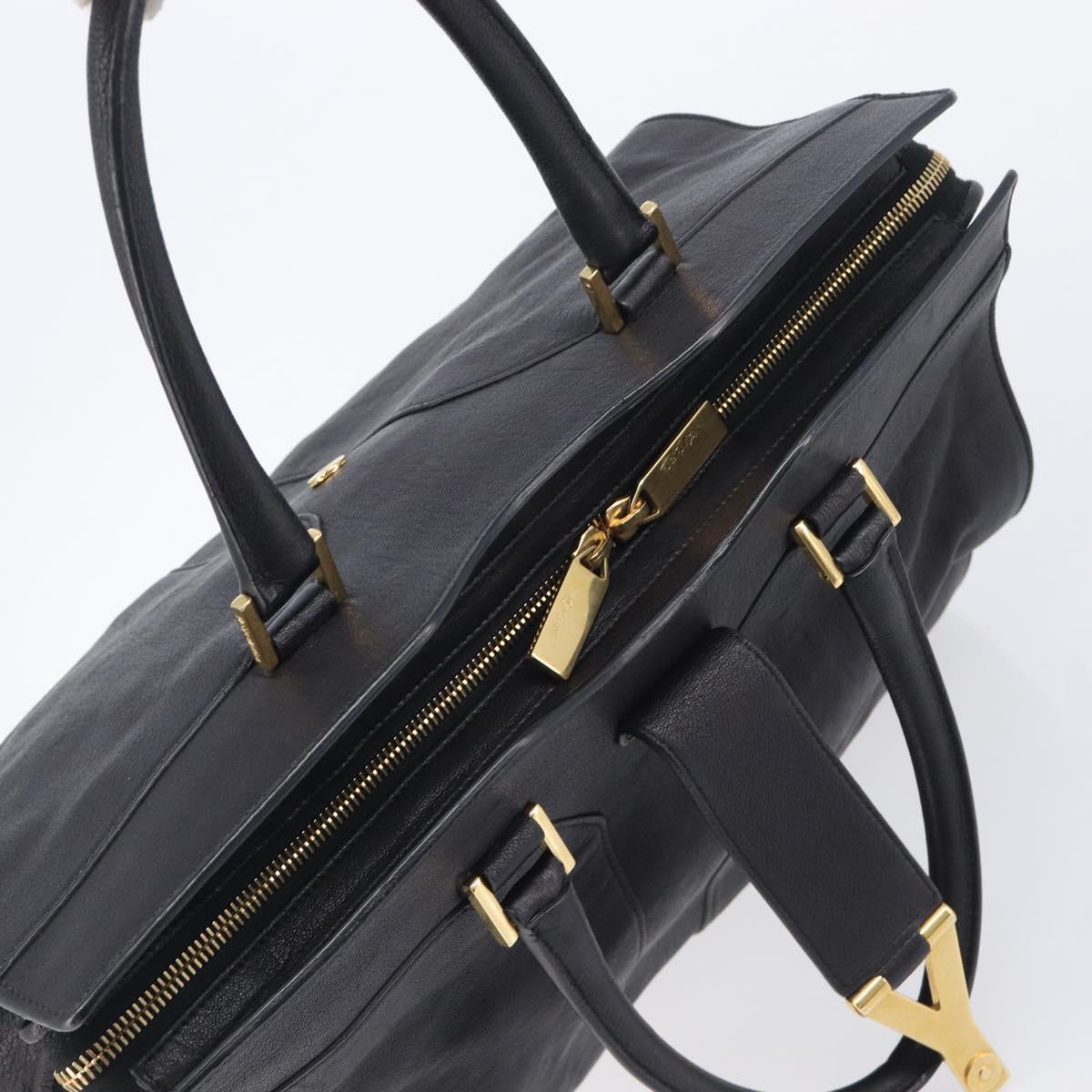 Saint Laurent Cabas Hand Bag Leather 2way Black Gold 311220 Auth am12987V