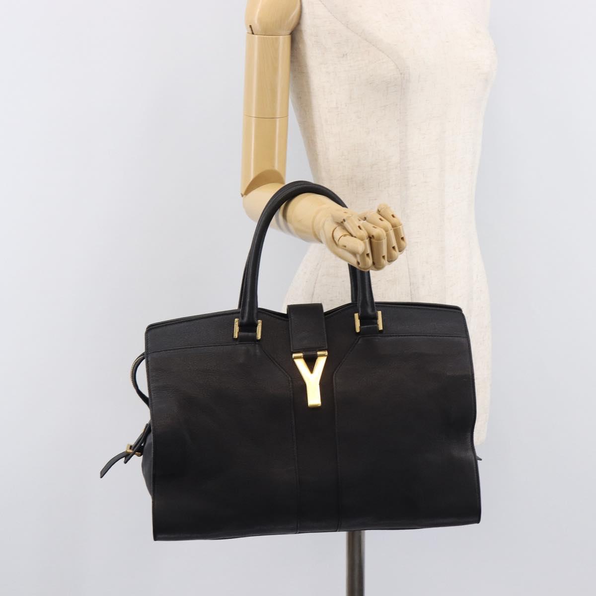 Saint Laurent Cabas Hand Bag Leather 2way Black Gold 311220 Auth am12987V