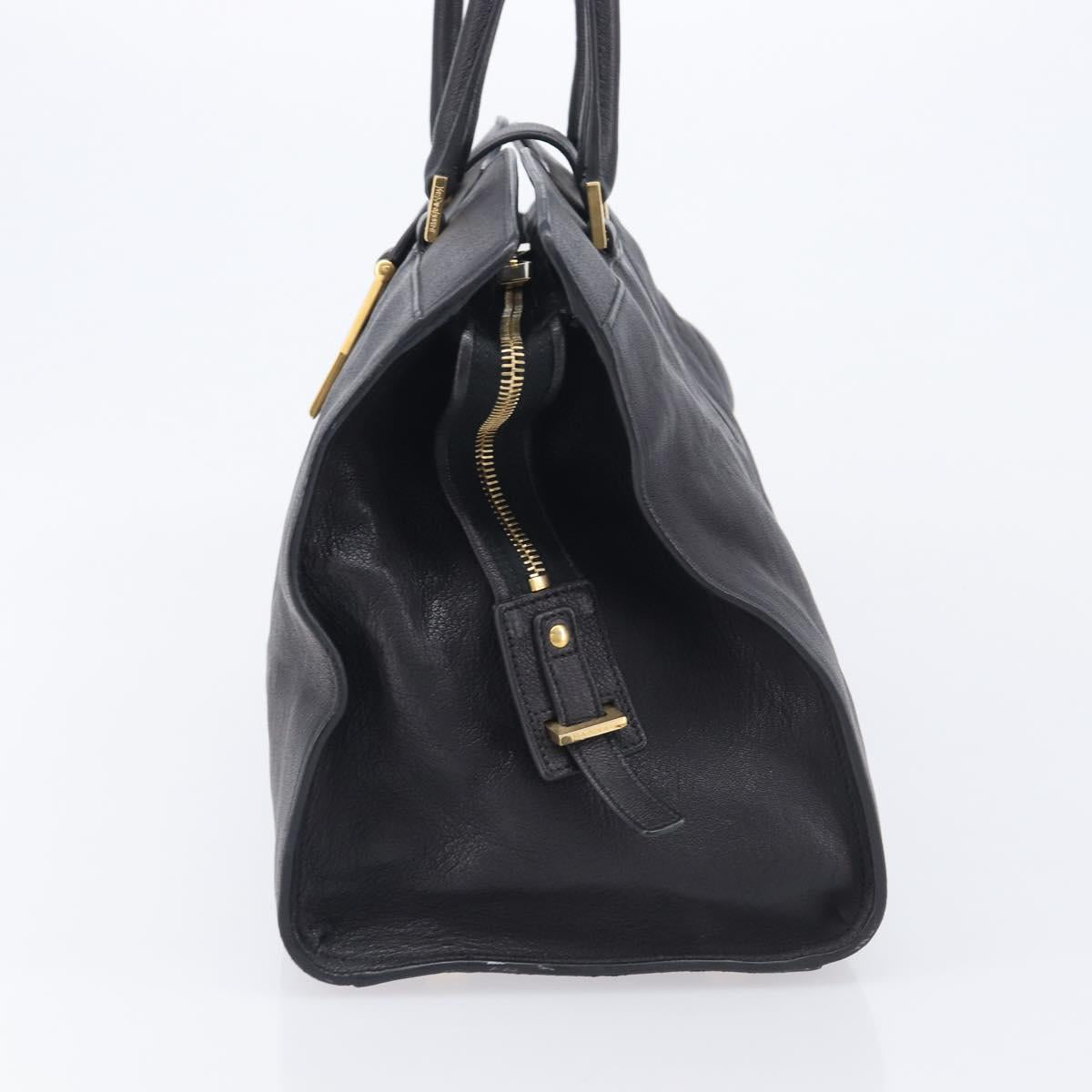 Saint Laurent Cabas Hand Bag Leather 2way Black Gold 311220 Auth am12987V