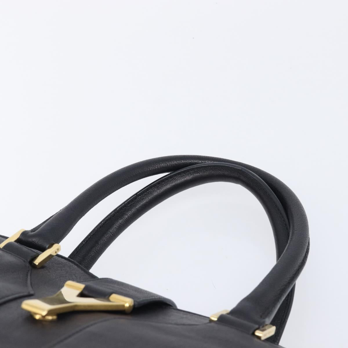 Saint Laurent Cabas Hand Bag Leather 2way Black Gold 311220 Auth am12987V
