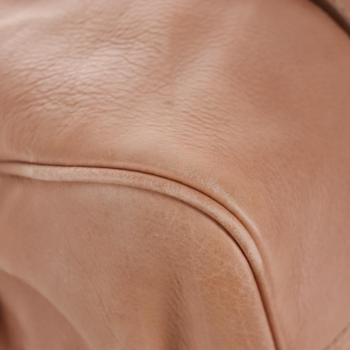 Miu Miu Side Ribbon Tote Bag Leather 2way Beige Gold Auth am12990V