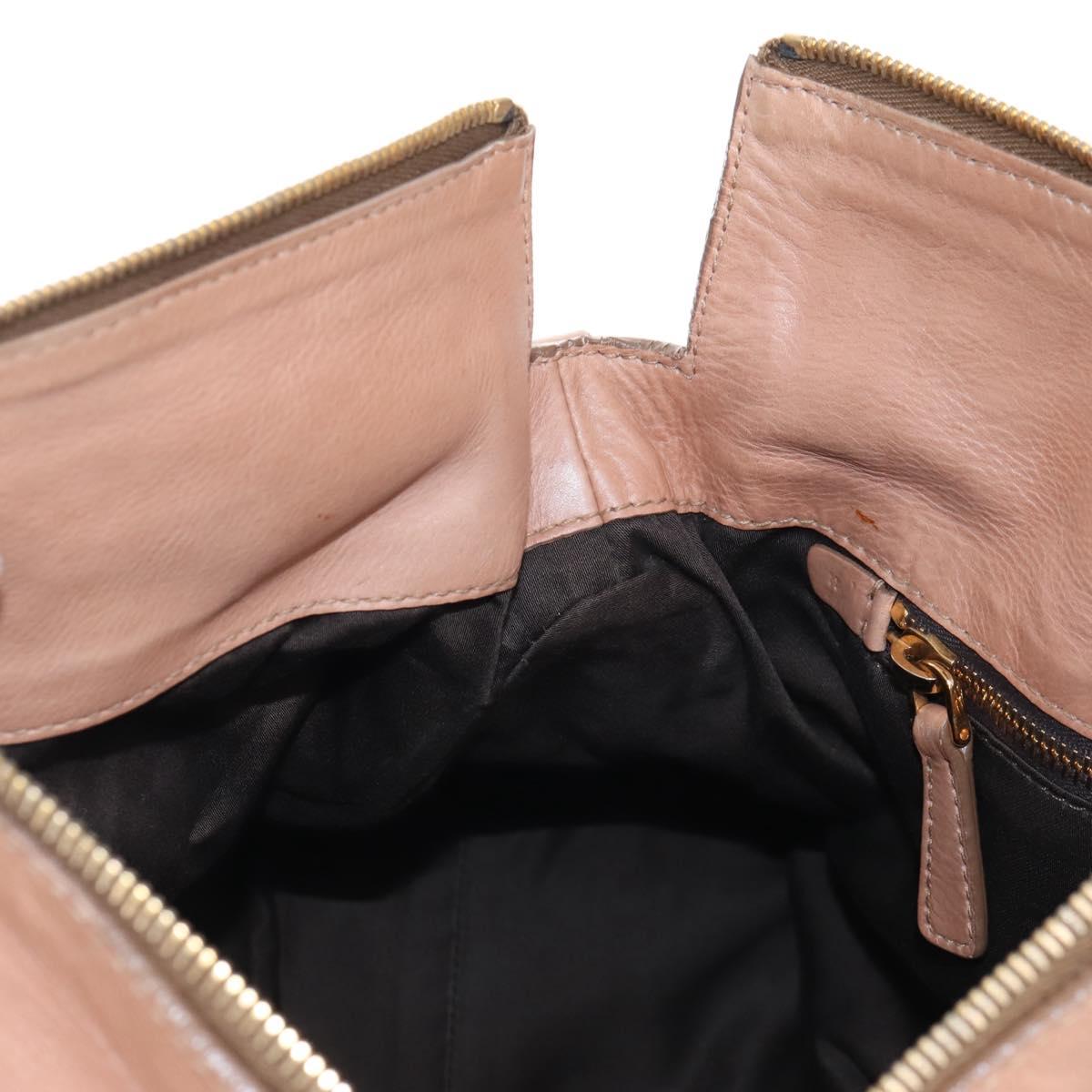 Miu Miu Side Ribbon Tote Bag Leather 2way Beige Gold Auth am12990V