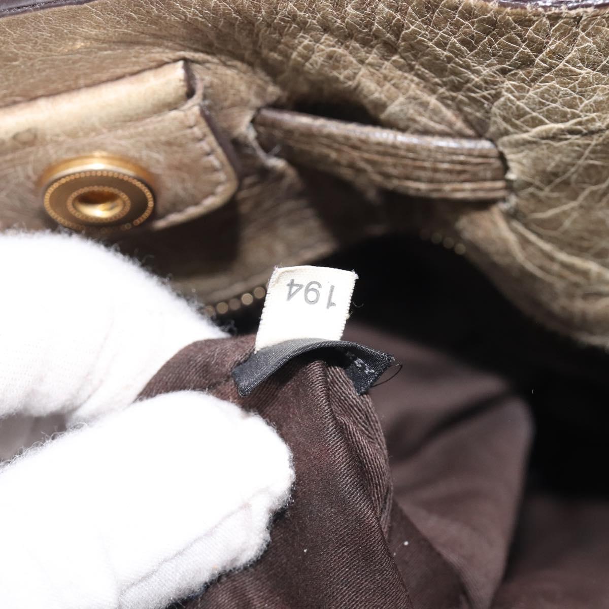 Miu Miu Side Ribbon Tote Bag Leather Khaki Gold Auth am12991A