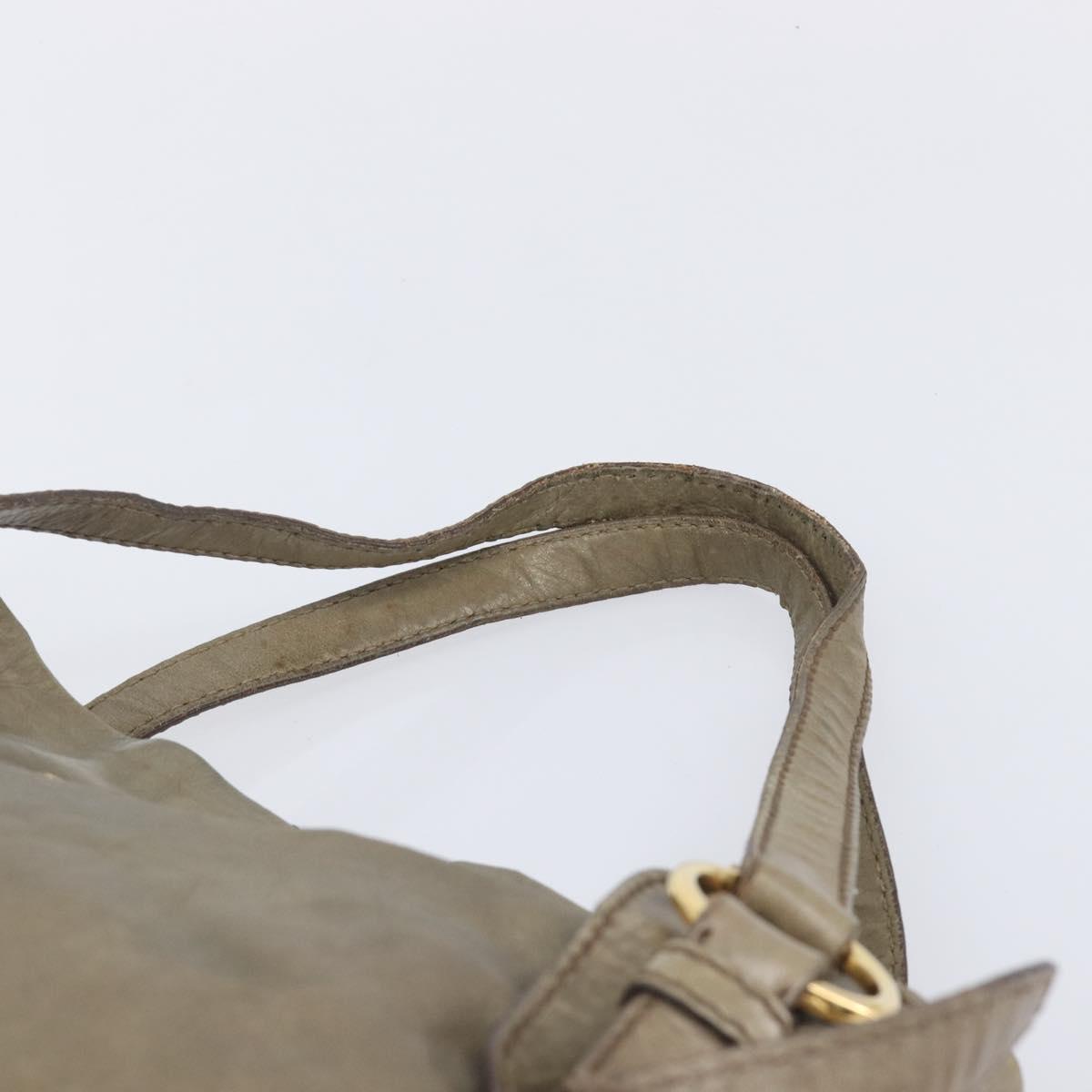 Miu Miu Side Ribbon Tote Bag Leather Khaki Gold Auth am12991A