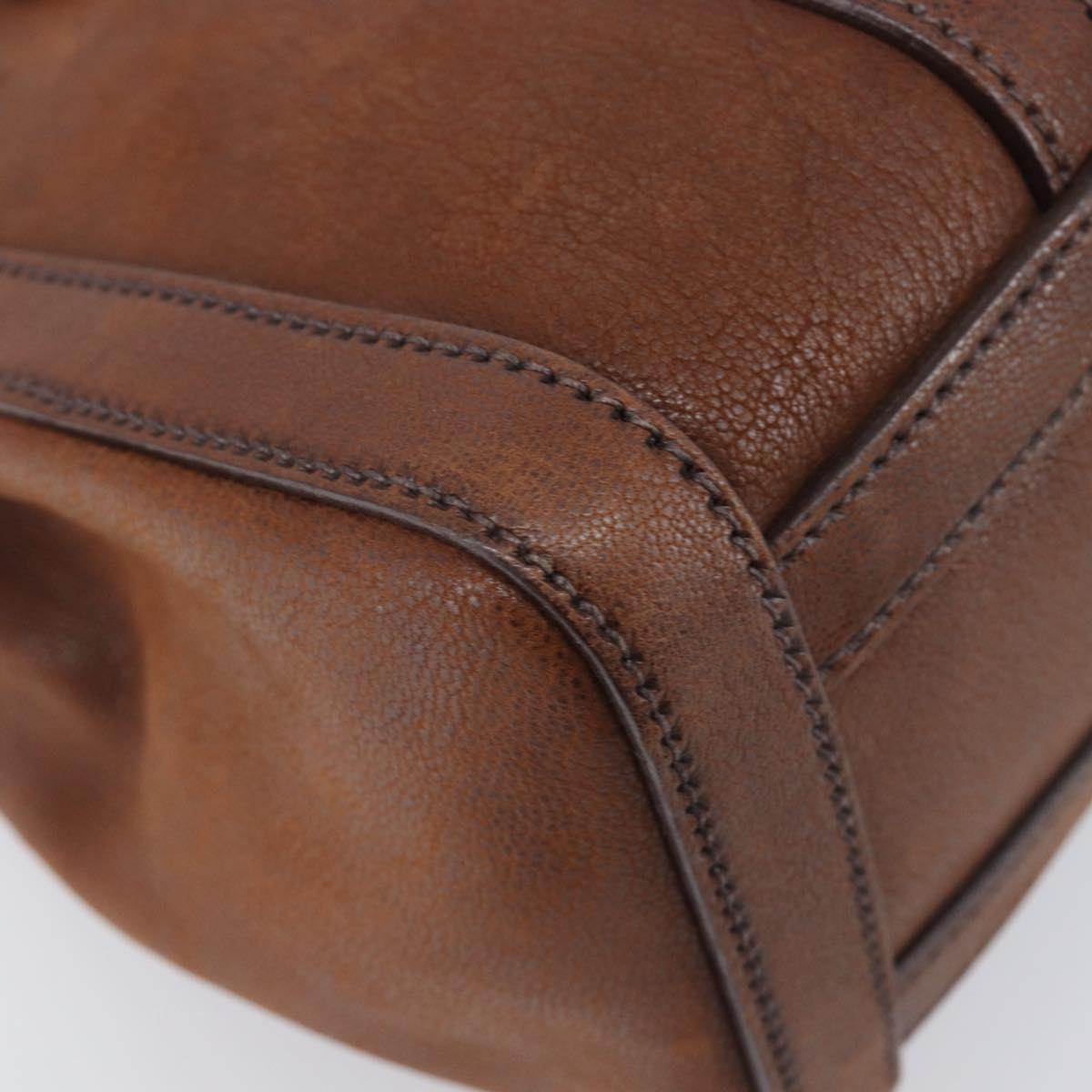 PRADA Tote Bag Leather Brown Gold BR3027 Auth am13004V