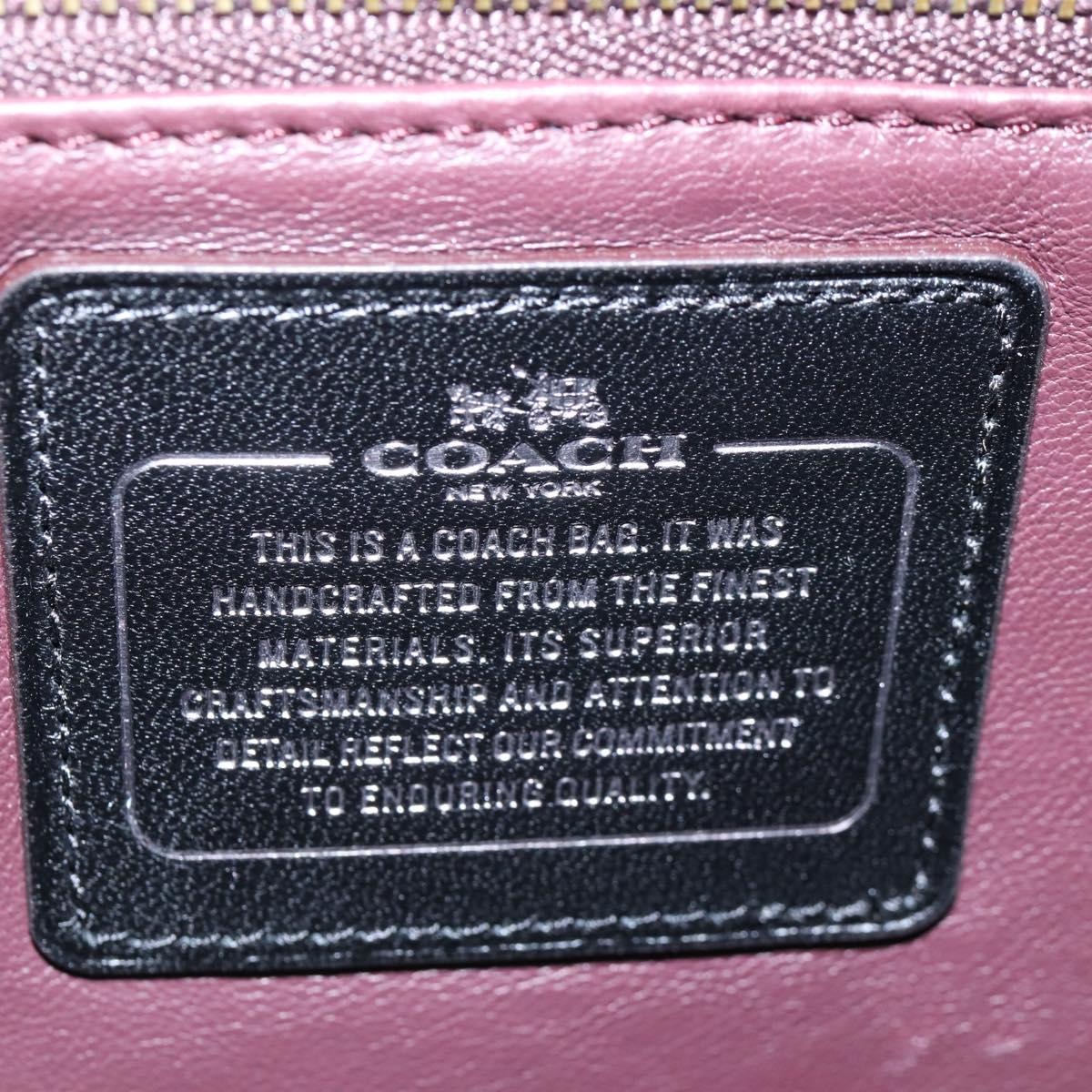 Coach Tea Rose Turn Lock Hand Bag Leather 2way Black Silver Auth am13006V