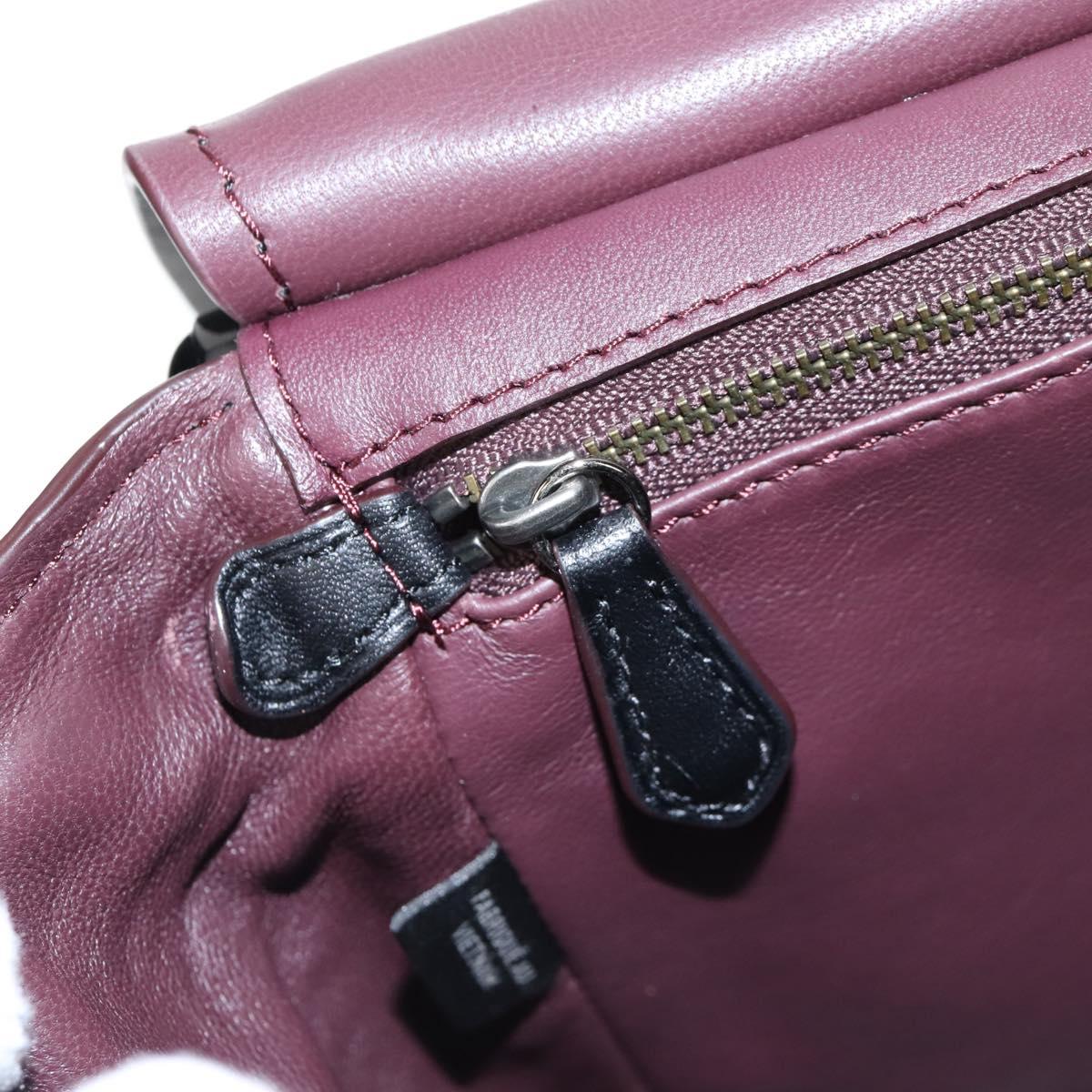 Coach Tea Rose Turn Lock Hand Bag Leather 2way Black Silver Auth am13006V