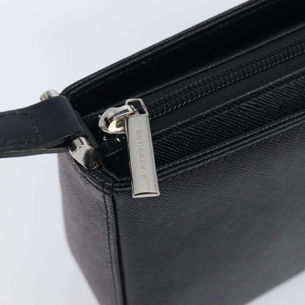 BURBERRY Hand Bag PVC Canvas Black Silver Auth am13007V