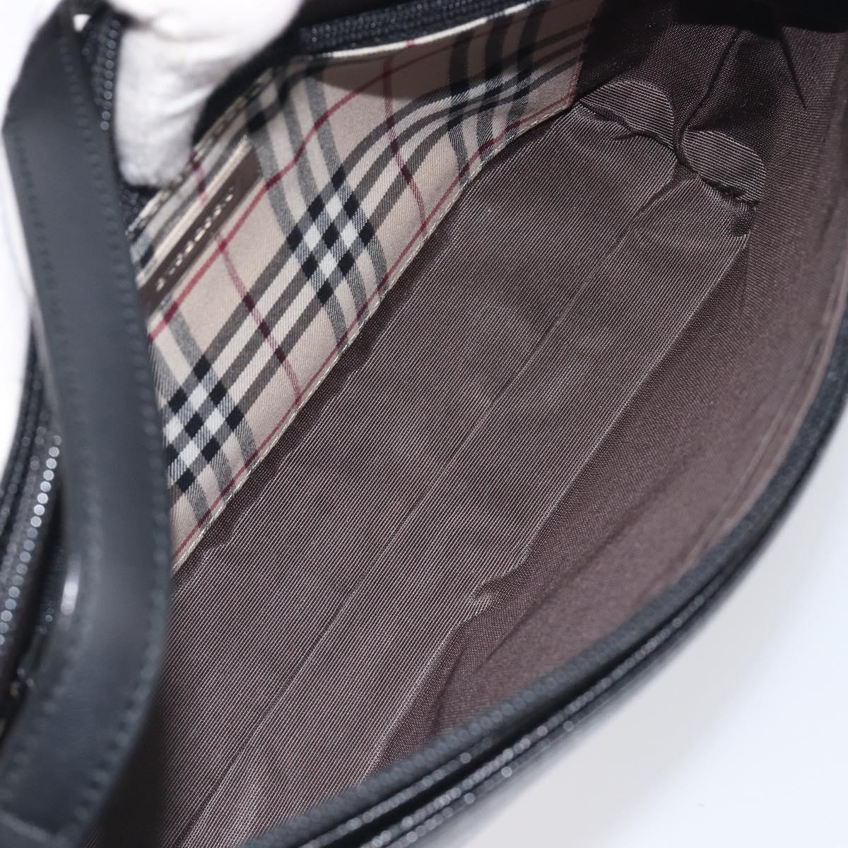 BURBERRY Hand Bag PVC Canvas Black Silver Auth am13007V