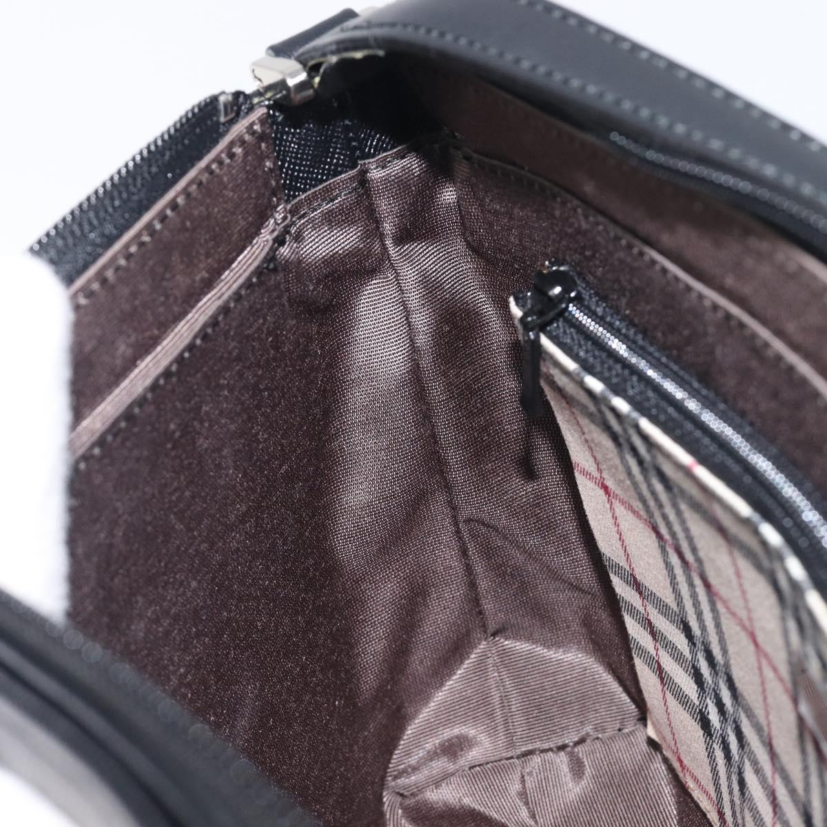 BURBERRY Hand Bag PVC Canvas Black Silver Auth am13007V