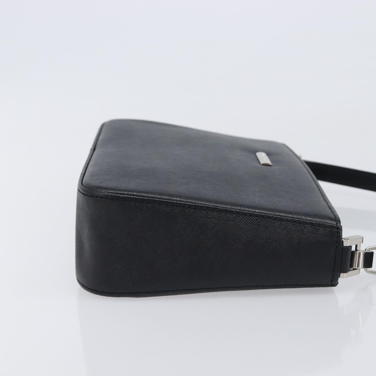 BURBERRY Hand Bag PVC Canvas Black Silver Auth am13007V
