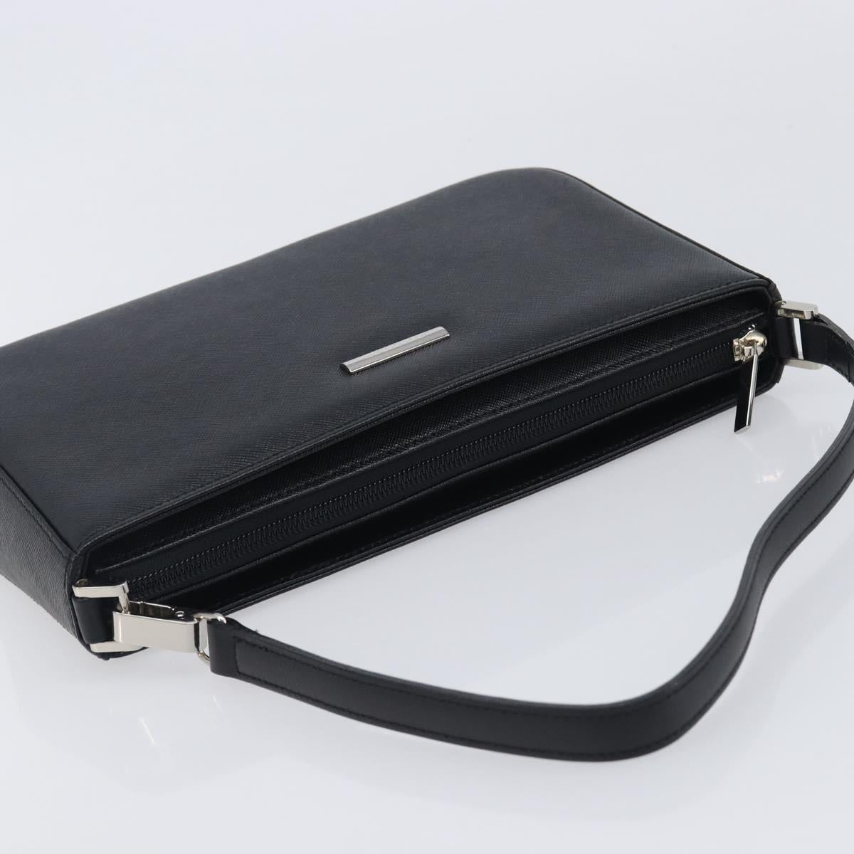BURBERRY Hand Bag PVC Canvas Black Silver Auth am13007V