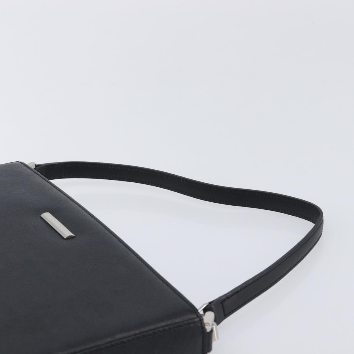 BURBERRY Hand Bag PVC Canvas Black Silver Auth am13007V