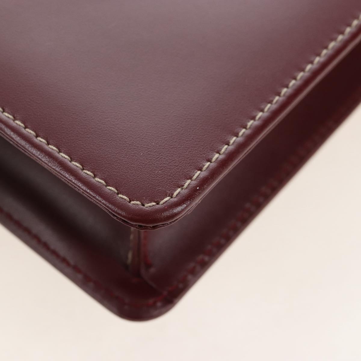 Cartier Must Line Shoulder Bag Leather Bordeaux Gold Auth am13009V