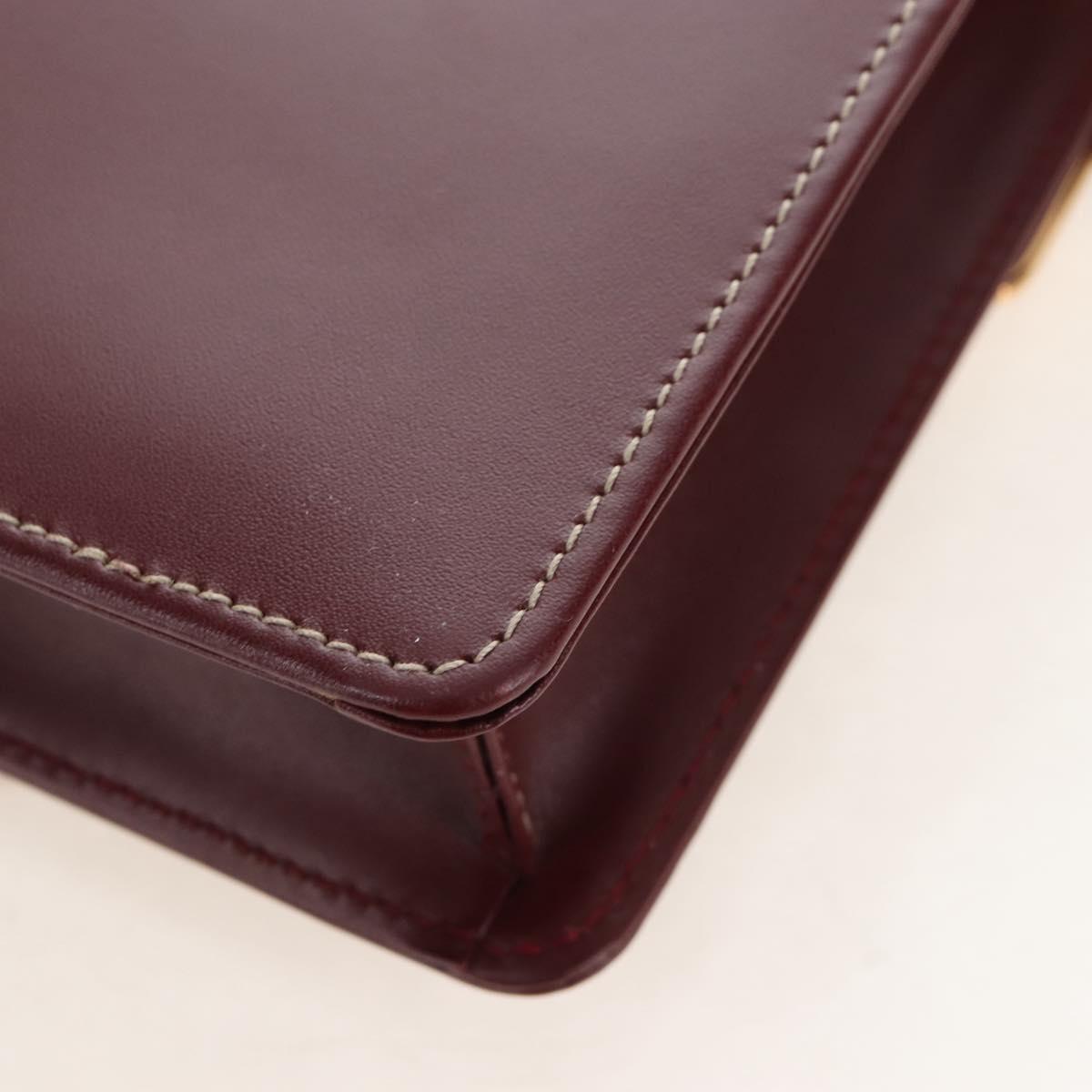 Cartier Must Line Shoulder Bag Leather Bordeaux Gold Auth am13009V