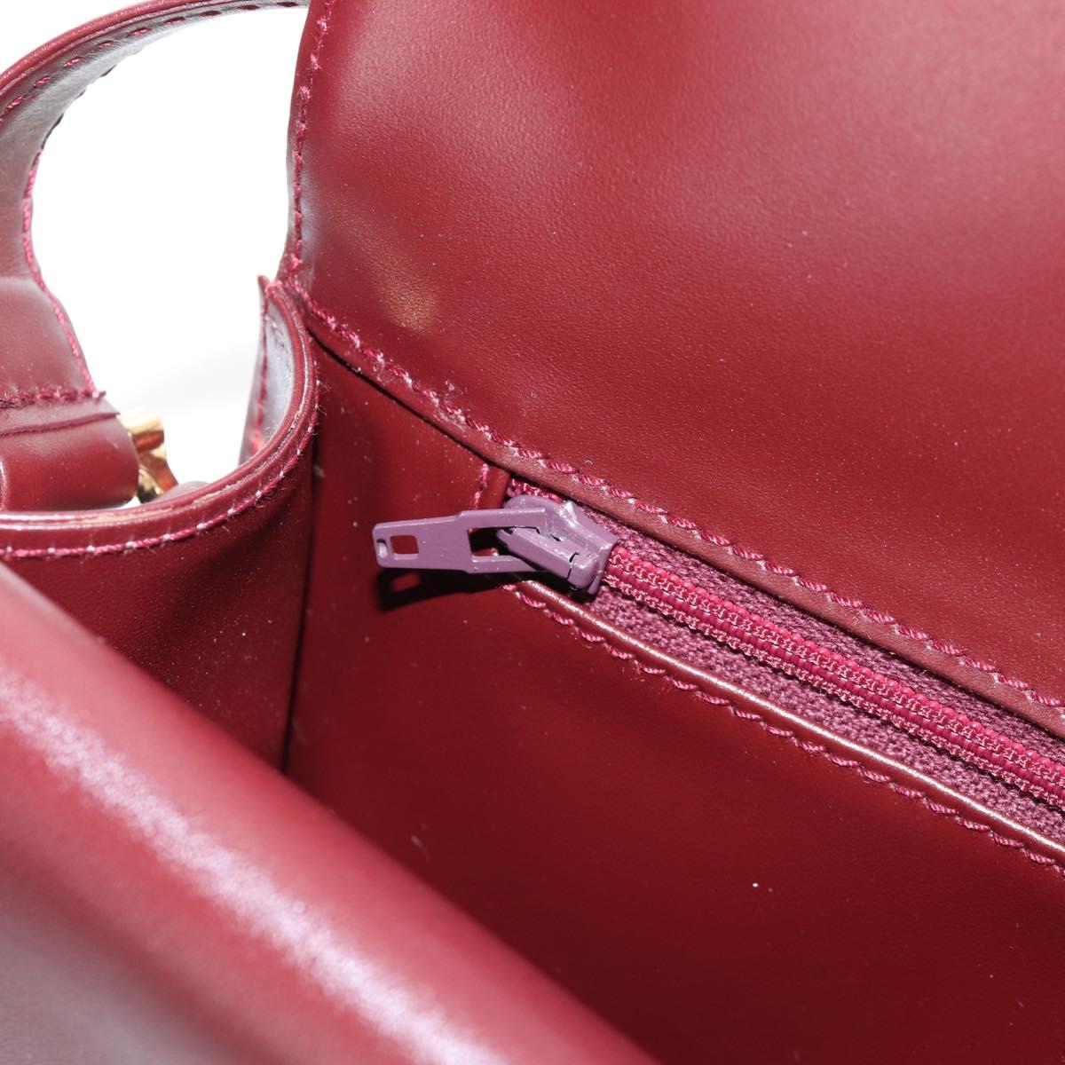 Cartier Must Line Shoulder Bag Leather Bordeaux Gold Auth am13009V