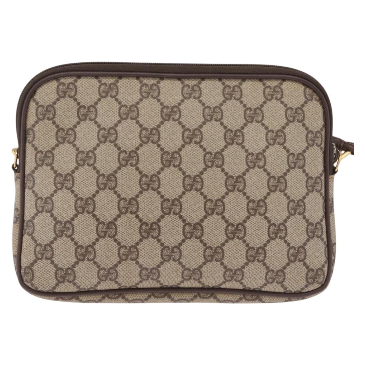 GUCCI GG Supreme Shoulder Bag PVC Beige Gold 97 02 068 Auth am13012