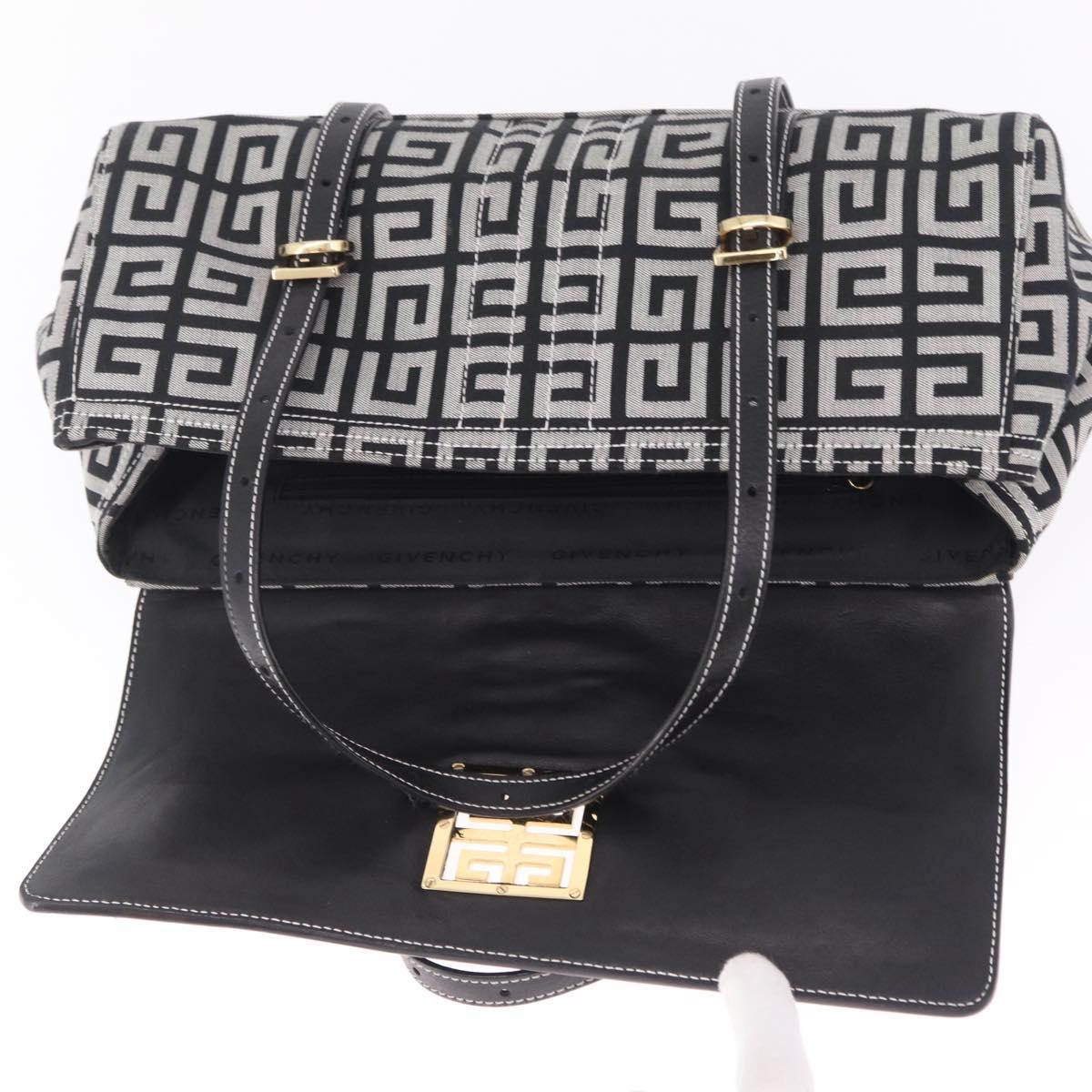 GIVENCHY Shoulder Hand Bag Canvas Black Gold Tone Auth am13027V