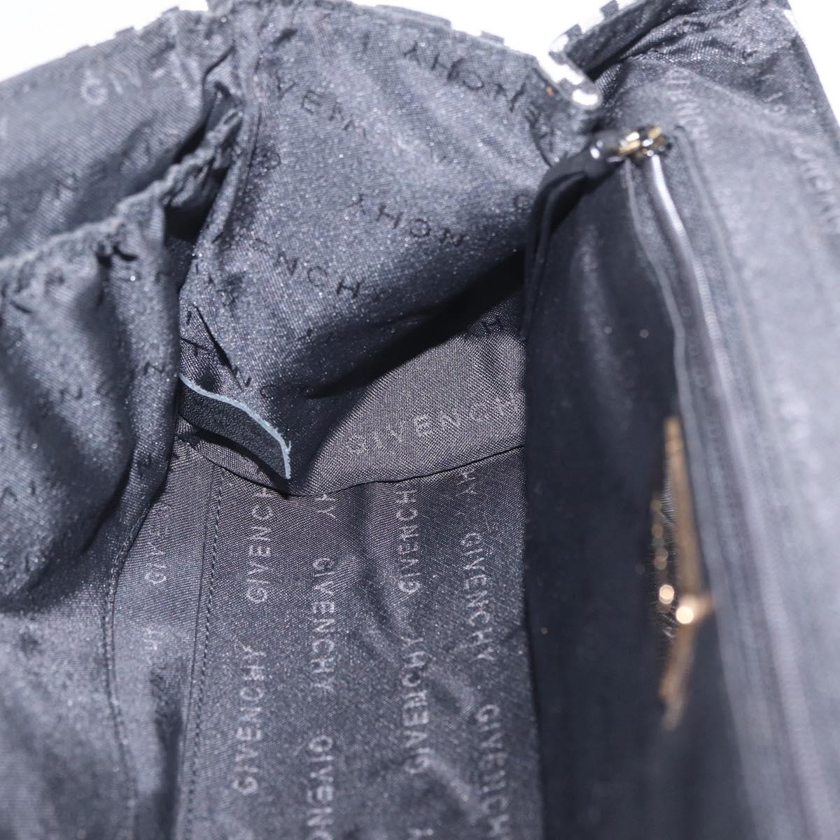 GIVENCHY Shoulder Hand Bag Canvas Black Gold Tone Auth am13027V