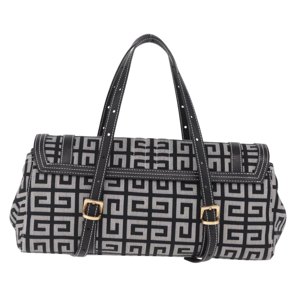 GIVENCHY Shoulder Hand Bag Canvas Black Gold Tone Auth am13027V