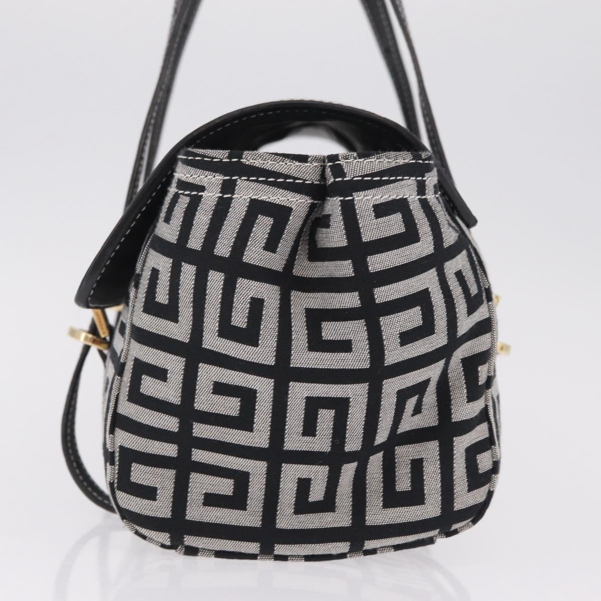 GIVENCHY Shoulder Hand Bag Canvas Black Gold Tone Auth am13027V