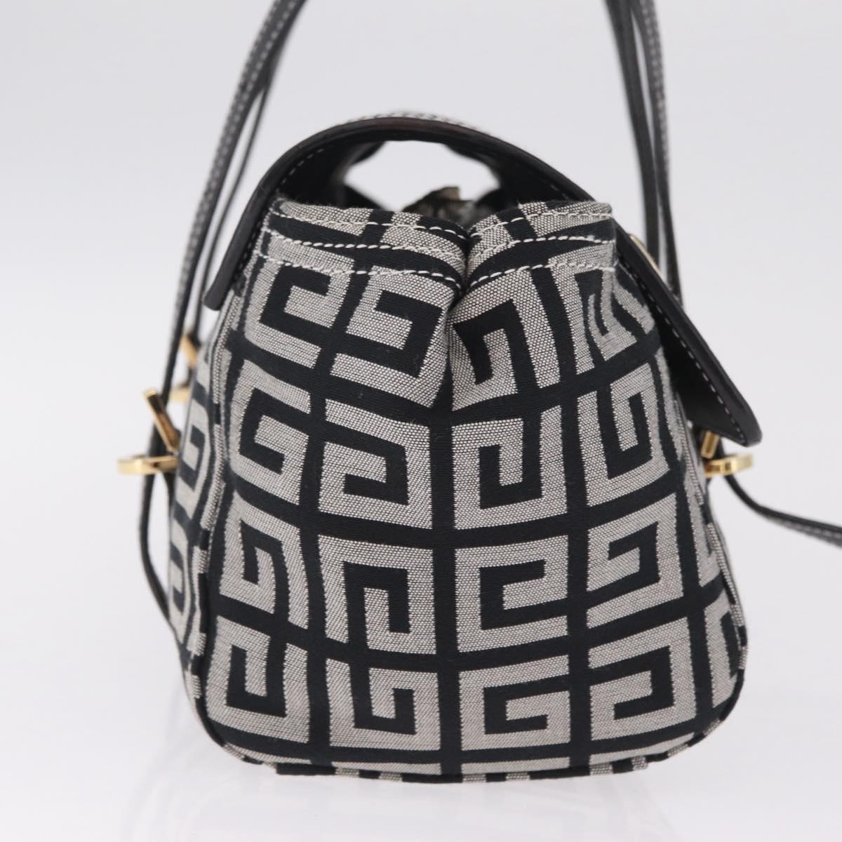 GIVENCHY Shoulder Hand Bag Canvas Black Gold Tone Auth am13027V