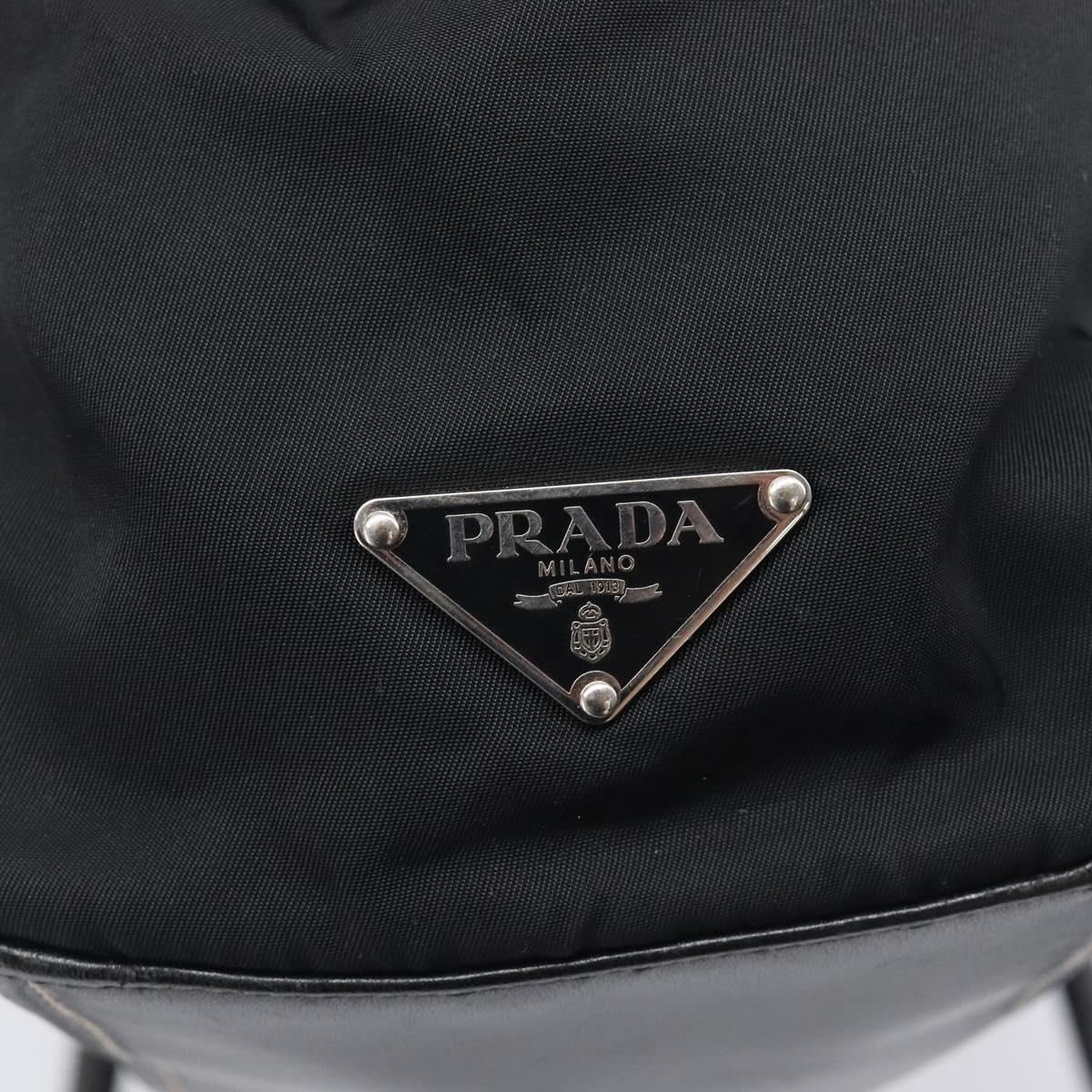 PRADA Shoulder Tote Bag Nylon Black Silver Auth am13033V