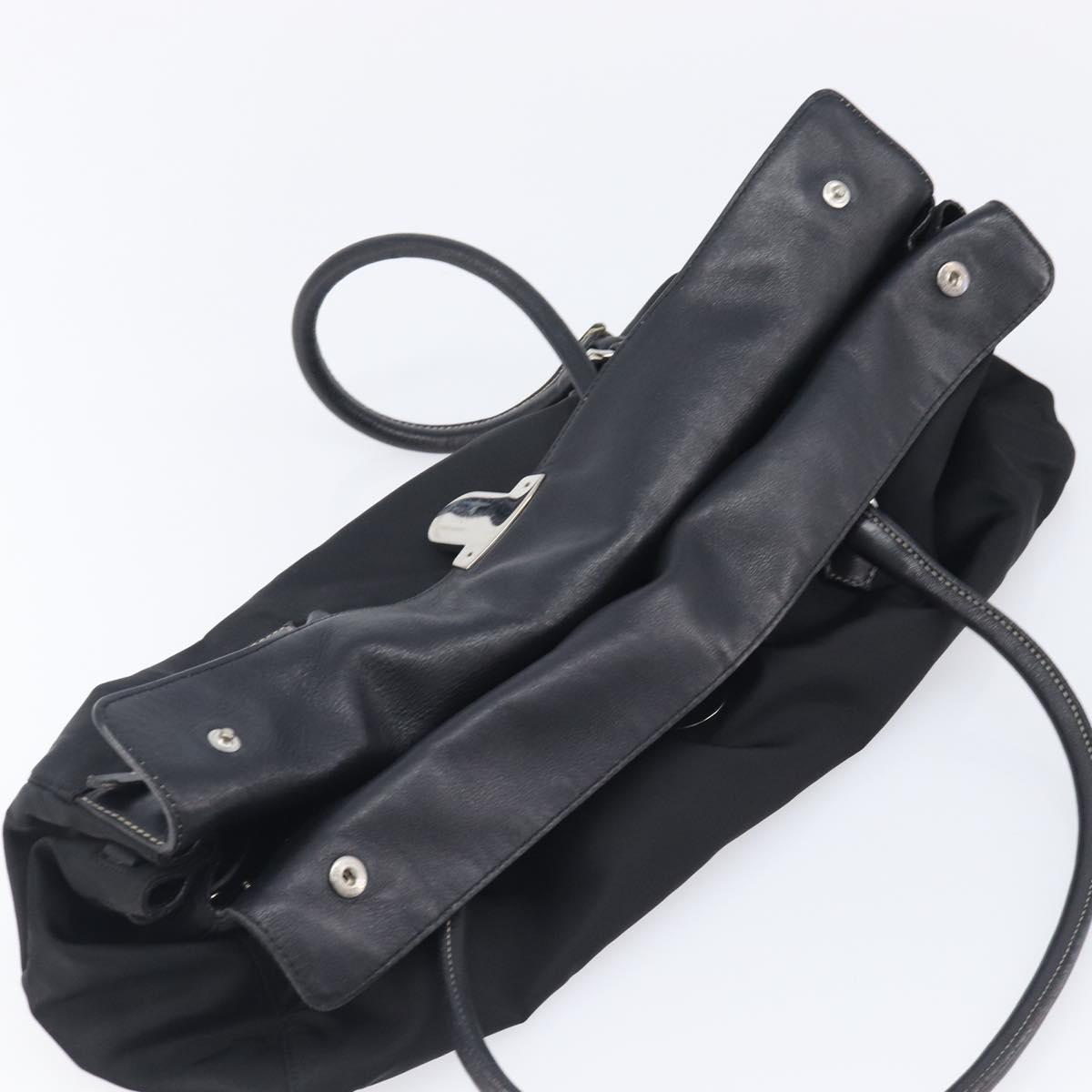 PRADA Shoulder Tote Bag Nylon Black Silver Auth am13033V