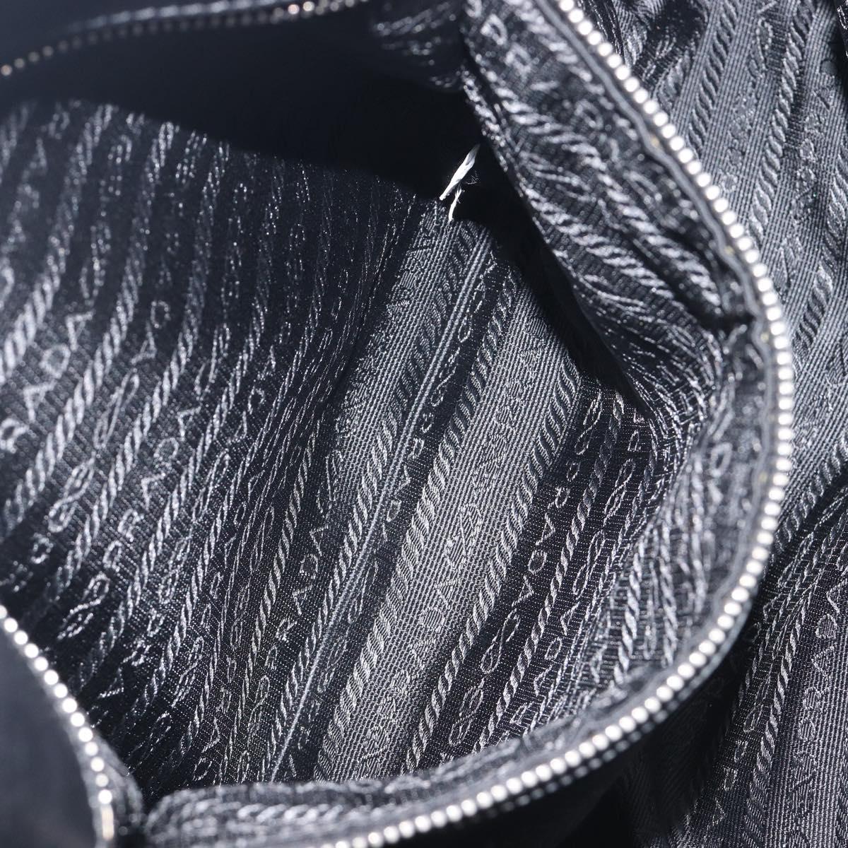 PRADA Shoulder Tote Bag Nylon Black Silver Auth am13033V