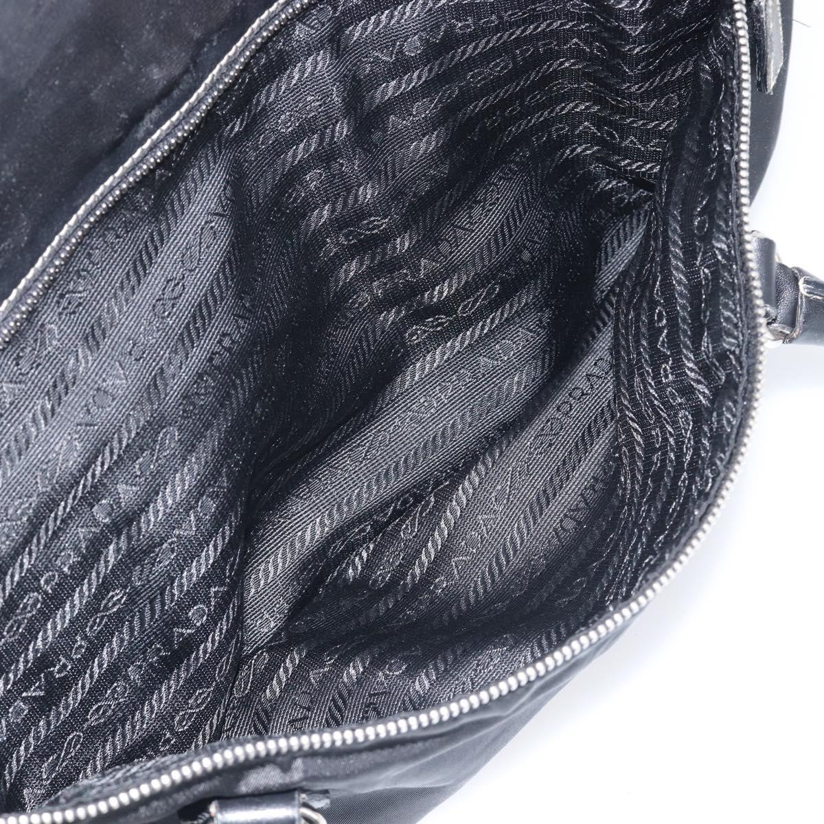 PRADA Shoulder Tote Bag Nylon Black Silver Auth am13033V