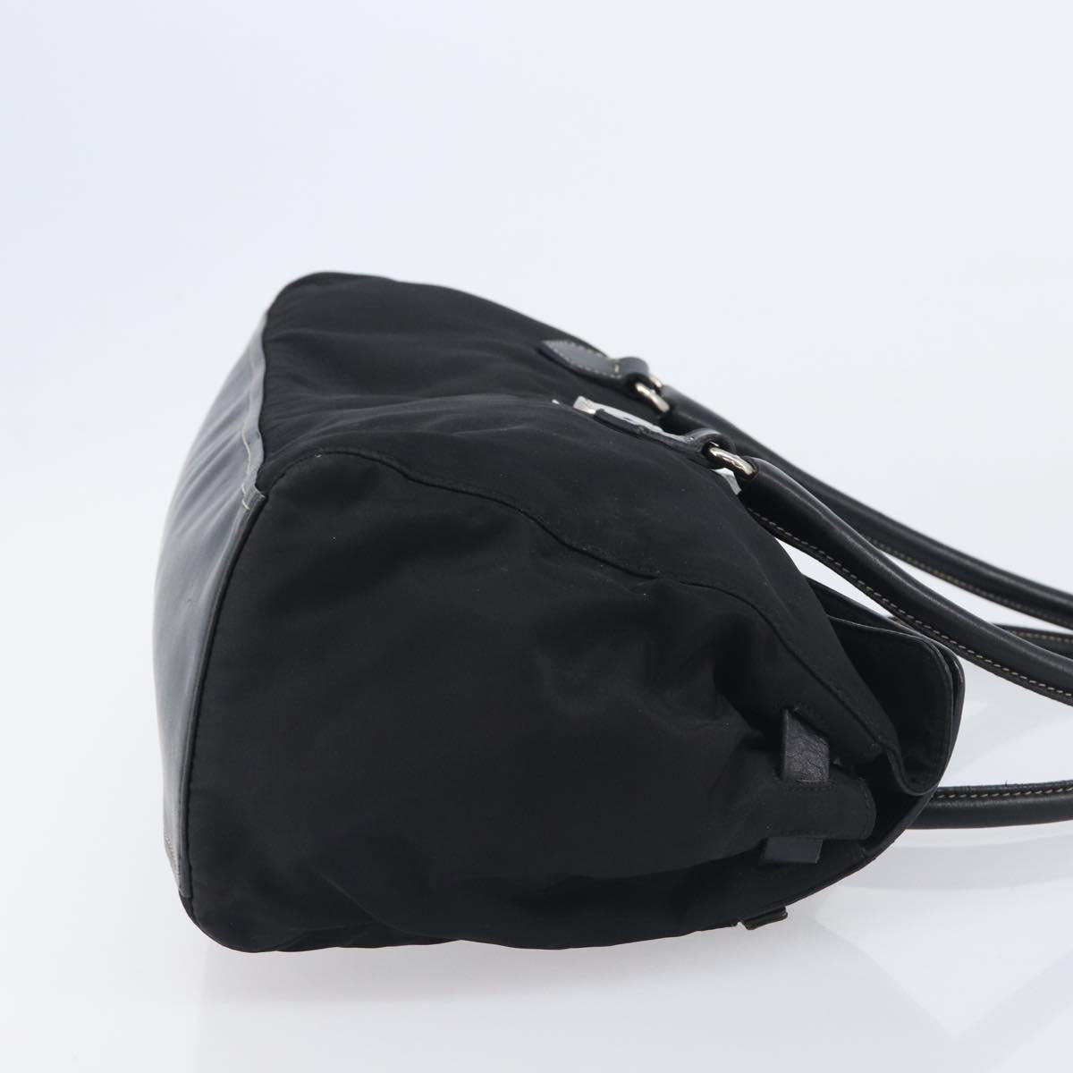 PRADA Shoulder Tote Bag Nylon Black Silver Auth am13033V
