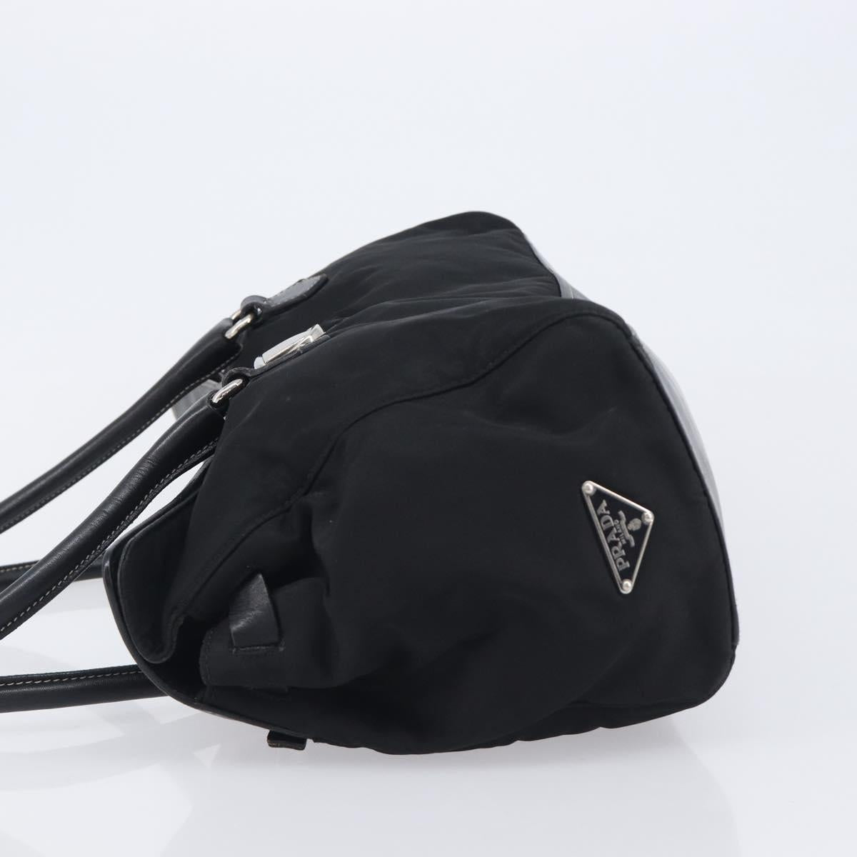 PRADA Shoulder Tote Bag Nylon Black Silver Auth am13033V