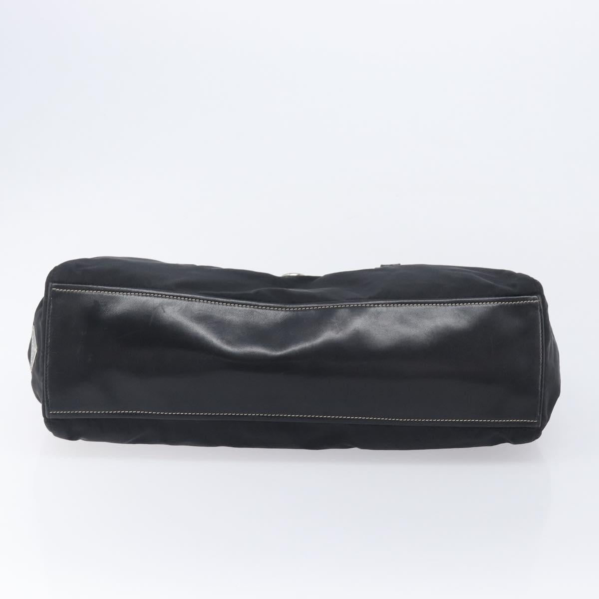 PRADA Shoulder Tote Bag Nylon Black Silver Auth am13033V