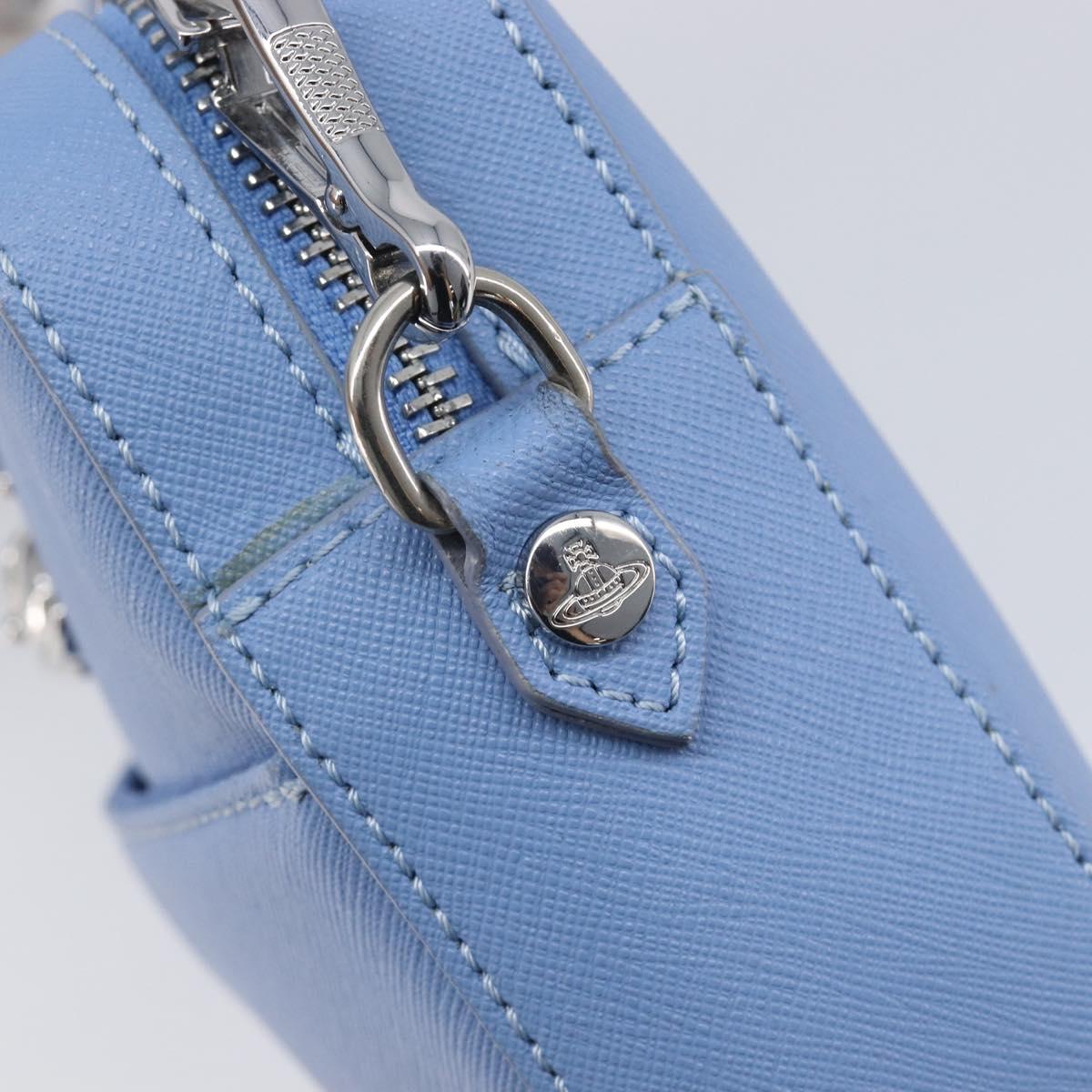 Vivienne Westwood Shoulder Bag Leather Light Blue Silver Auth am13035V