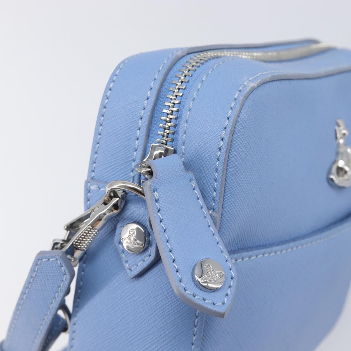 Vivienne Westwood Shoulder Bag Leather Light Blue Silver Auth am13035V